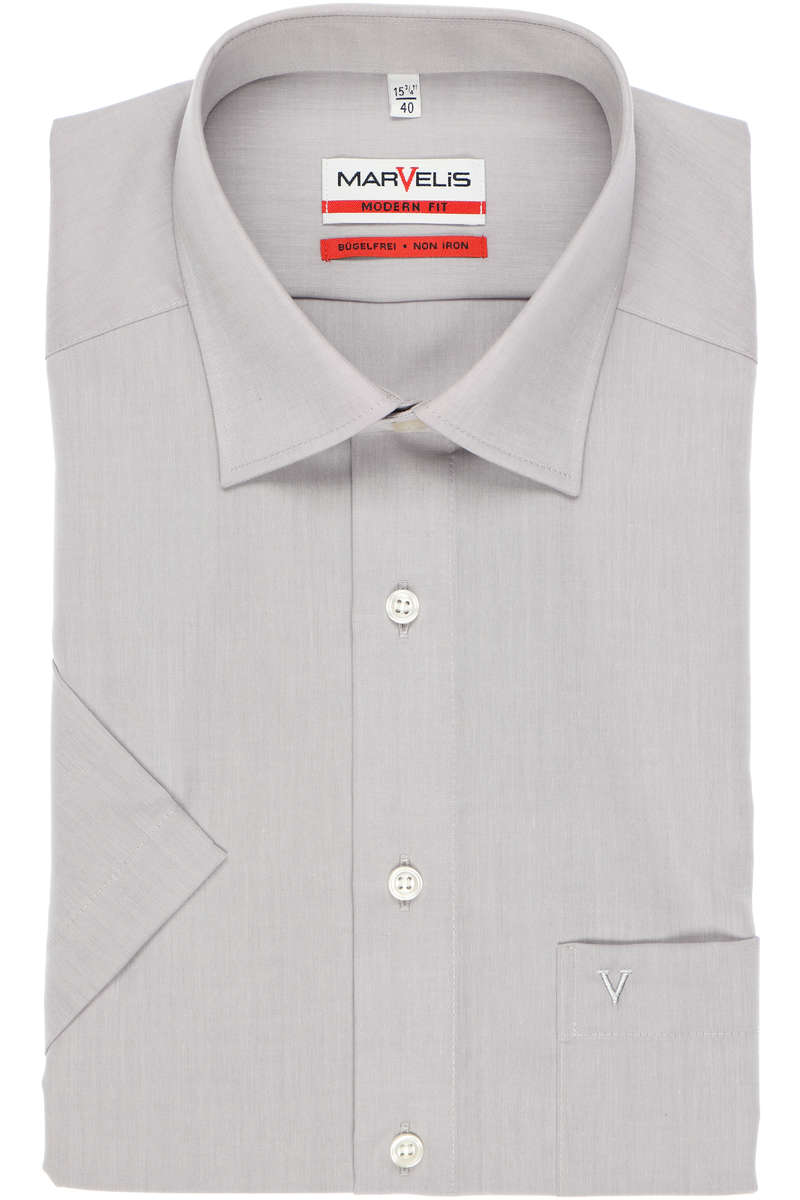 MARVELIS KURZARM HEMD CHAMBRAY MODERN FIT GRAU