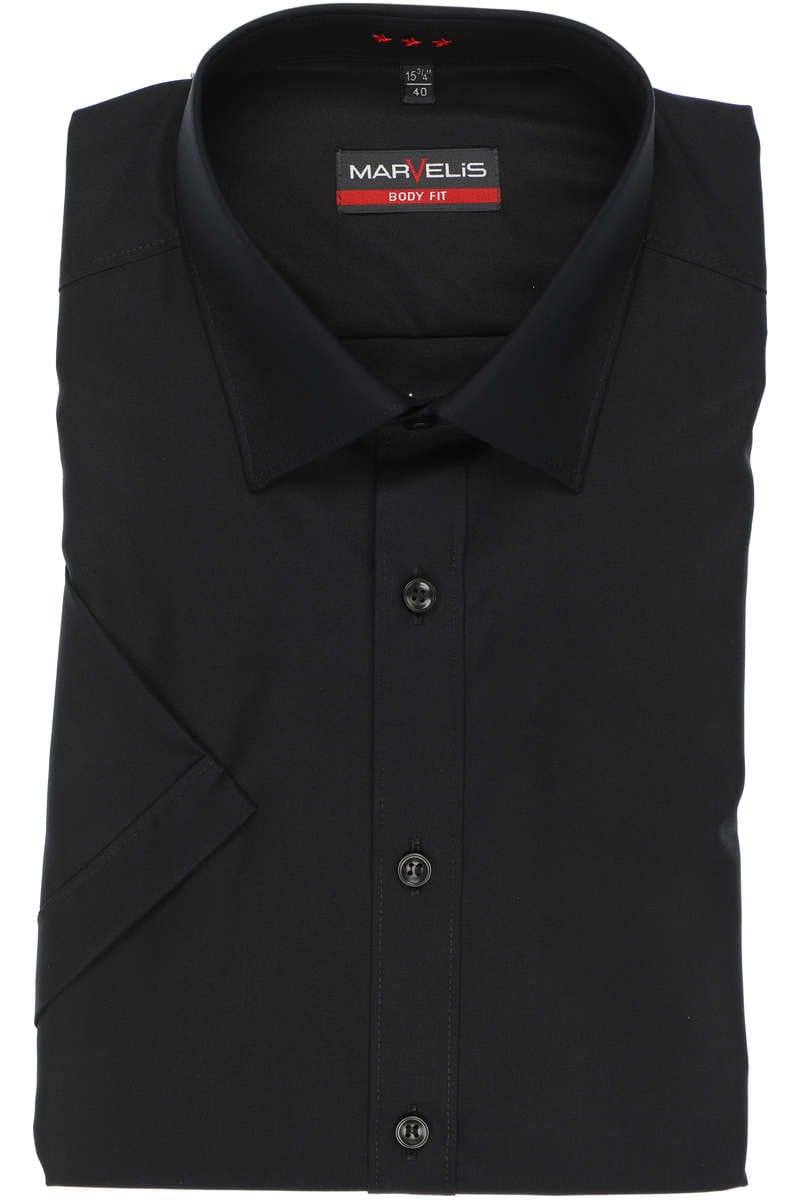 MARVELIS KURZARM HEMD BODY FIT SCHWARZ