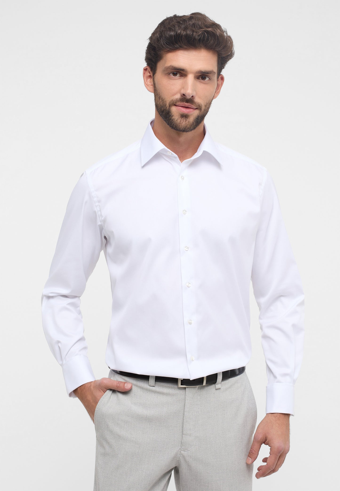 ETERNA LANGARM HEMD COMFORT FIT COVER SHIRT TWILL WEISS