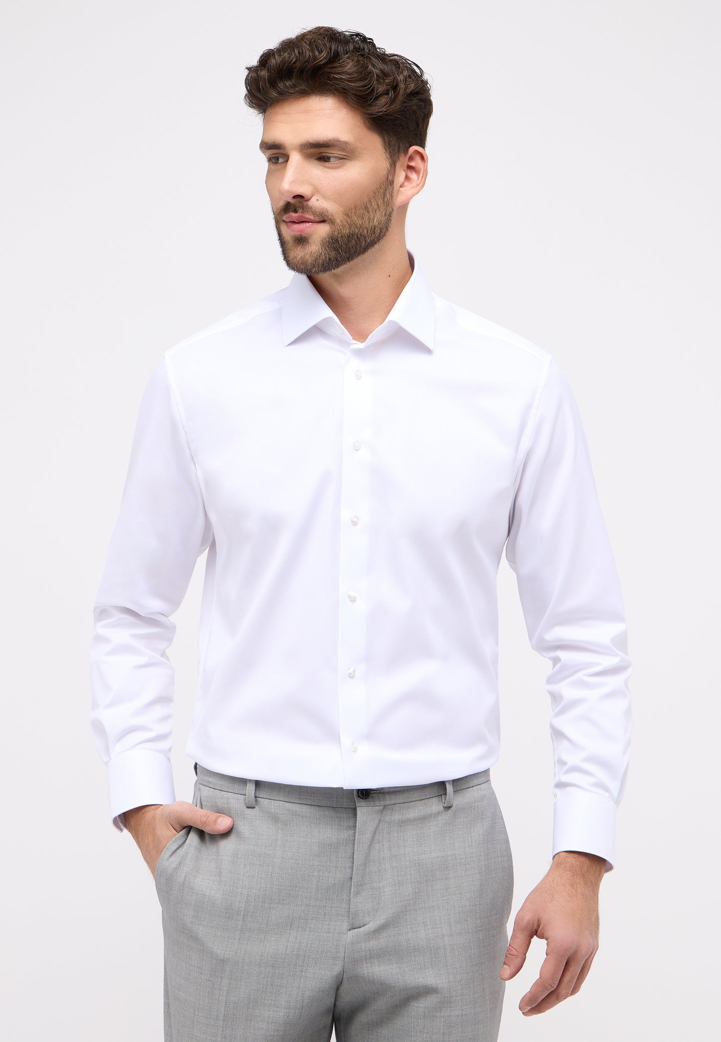 ETERNA LANGARM HEMD MODERN FIT COVER SHIRT TWILL WEISS