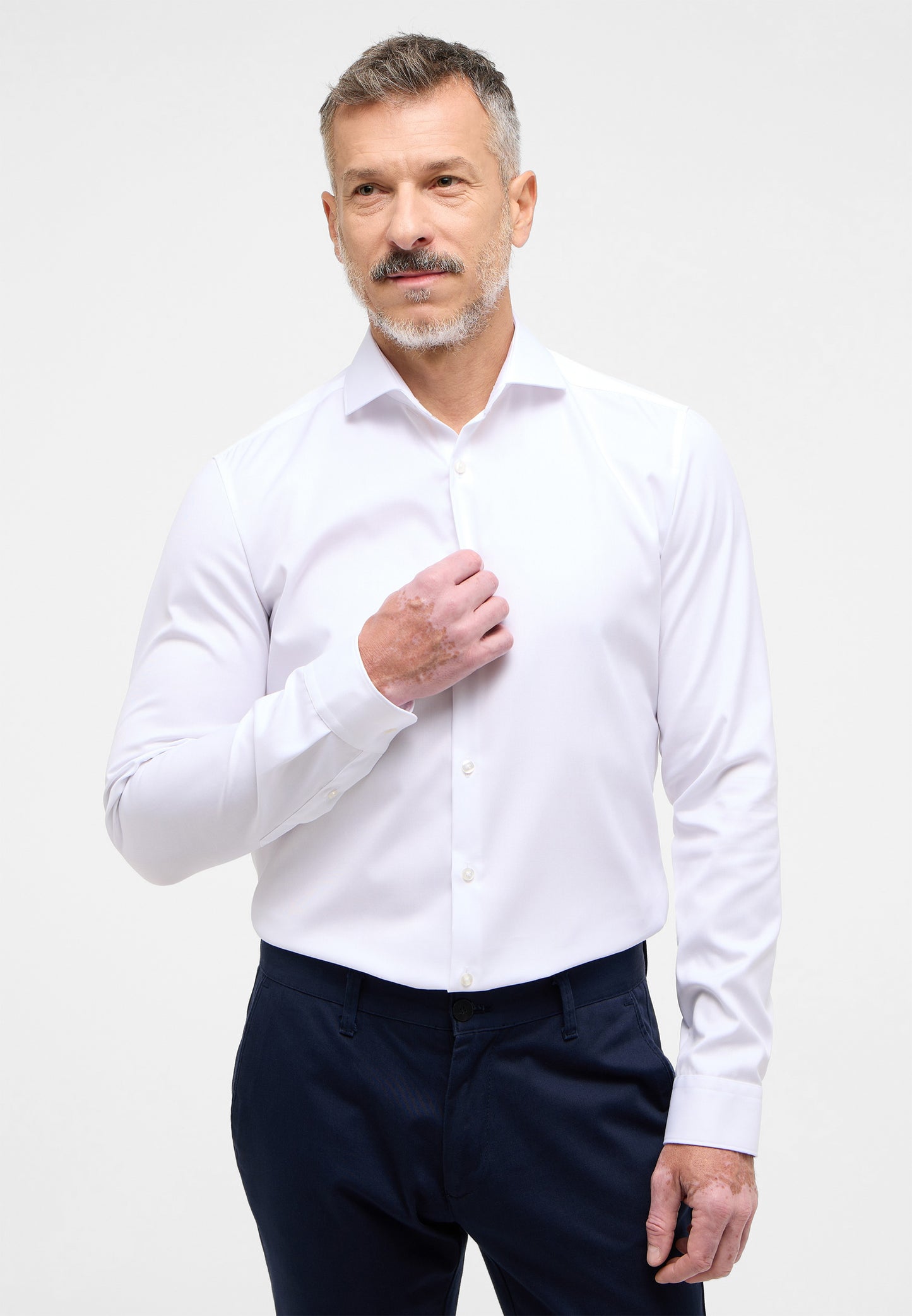ETERNA LANGARM HEMD SUPER SLIM COVER SHIRT TWILL WEISS