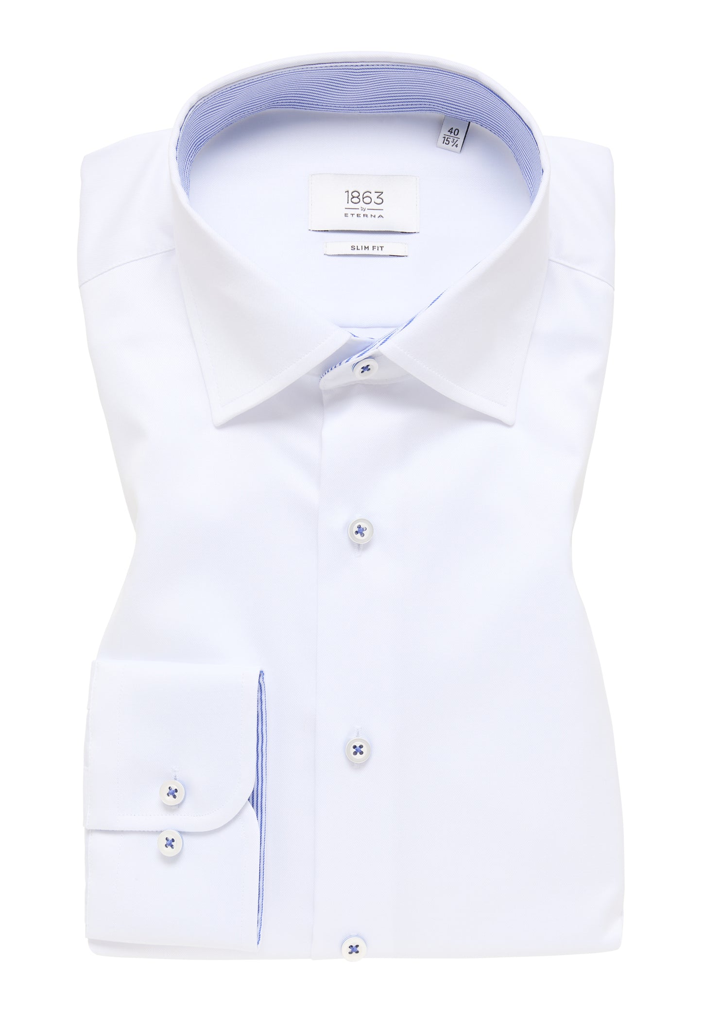 ETERNA LANGARM HEMD LUXURY SHIRT SLIM FIT WEISS MIT PATCHUNG