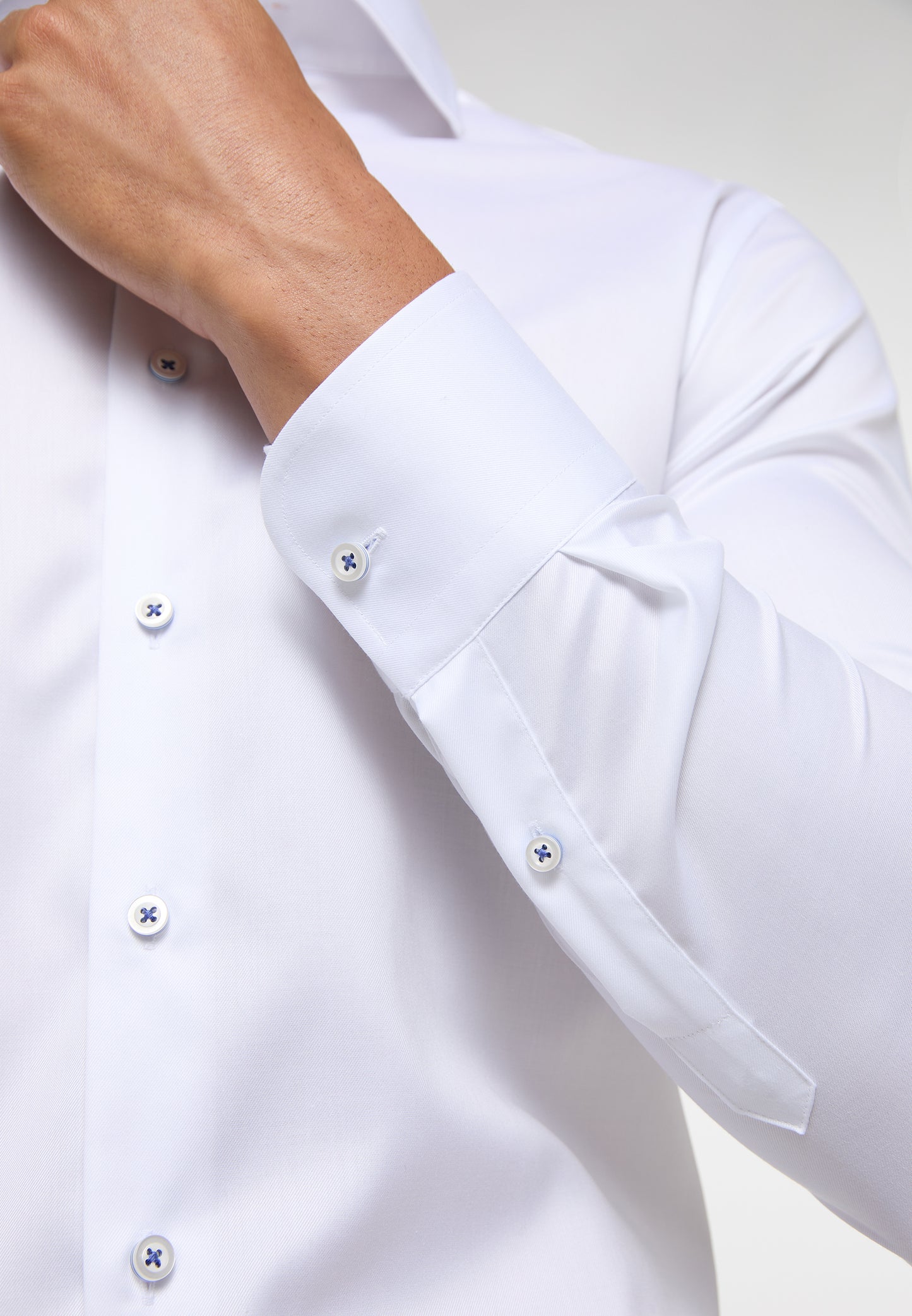 ETERNA LANGARM HEMD LUXURY SHIRT SLIM FIT WEISS MIT PATCHUNG