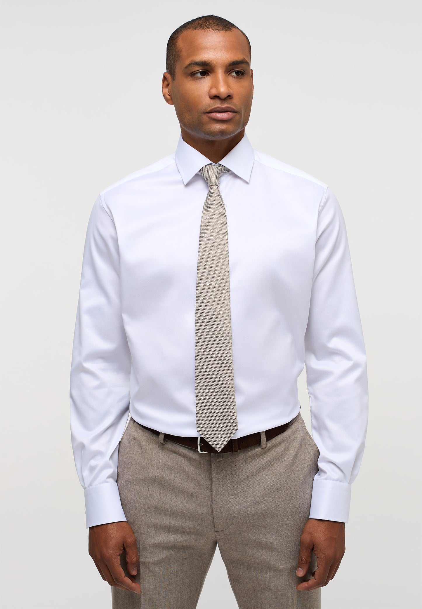 ETERNA LANGARM HEMD LUXURY SHIRT MODERN FIT WEISS MIT PATCHUNG