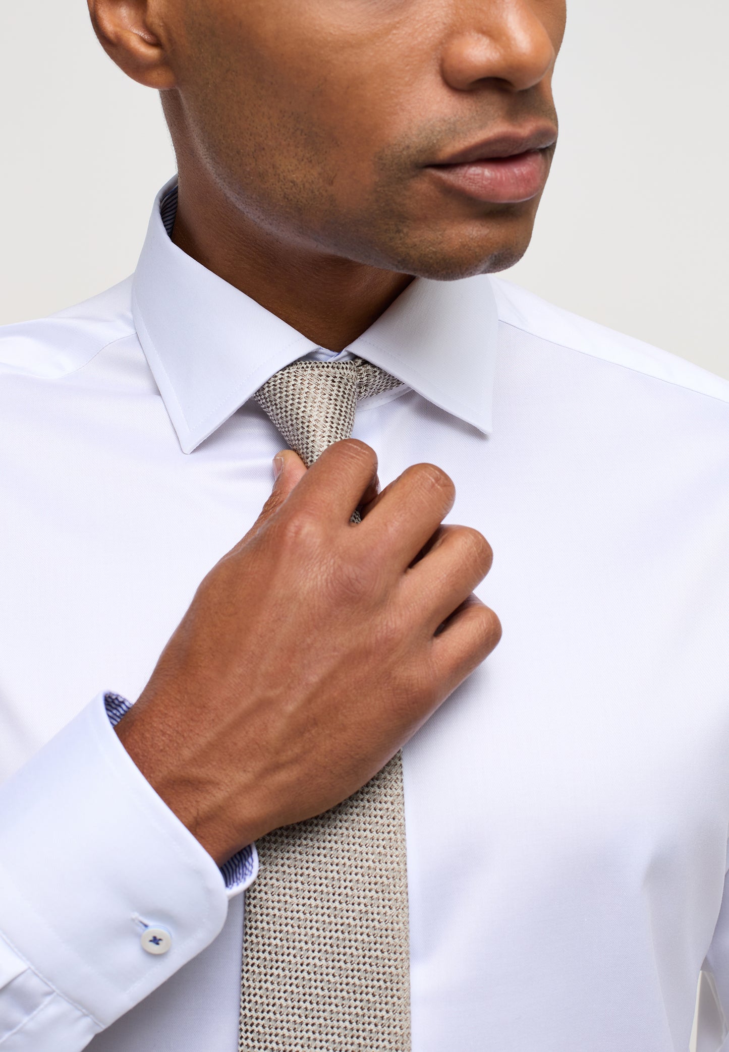ETERNA LANGARM HEMD LUXURY SHIRT MODERN FIT WEISS MIT PATCHUNG