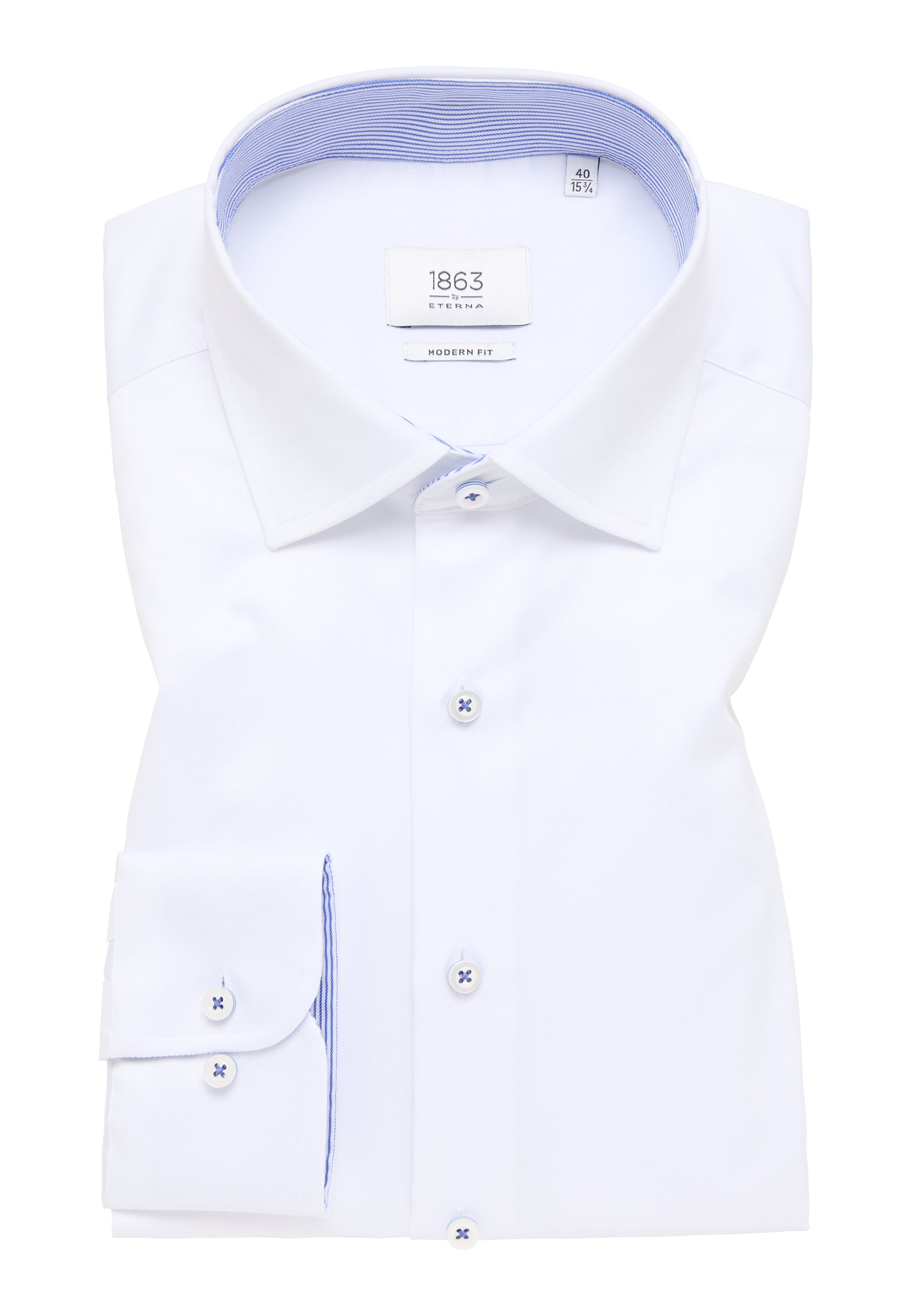 ETERNA LANGARM HEMD LUXURY SHIRT MODERN FIT WEISS MIT PATCHUNG