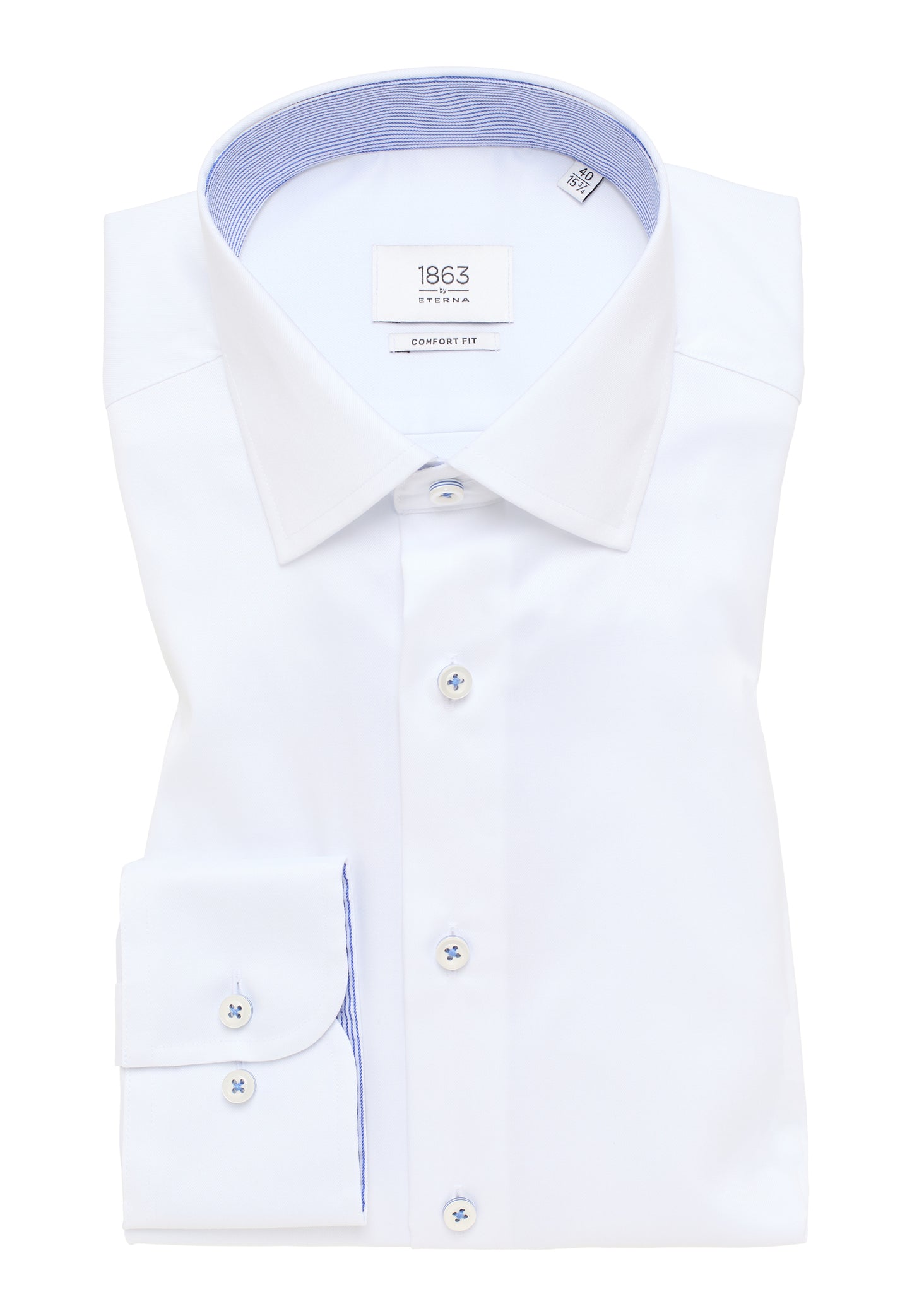 ETERNA LANGARM HEMD LUXURY SHIRT COMFORT FIT WEISS MIT PATCHUNG