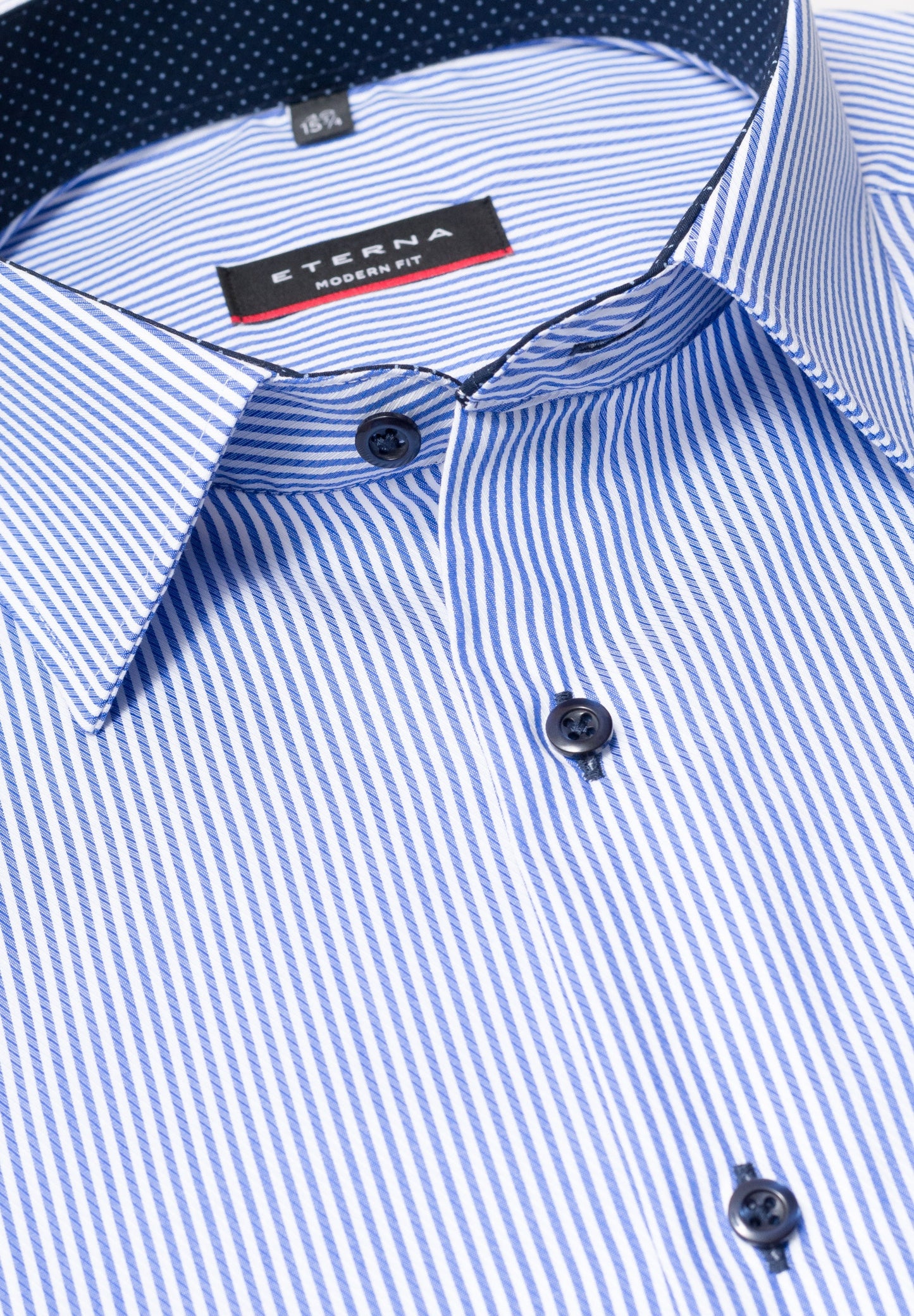 ETERNA LANGARM HEMD MODERN FIT STREIFEN TWILL BLAU/WEISS MIT PATCHUNG