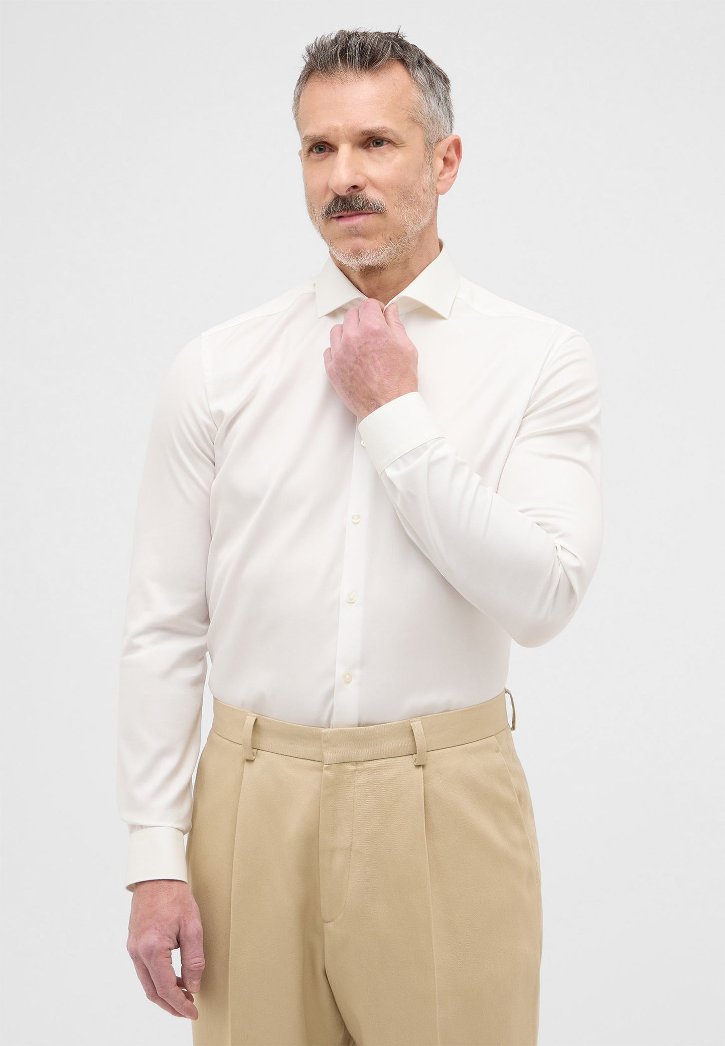 ETERNA LANGARM HEMD SUPER SLIM COVER SHIRT TWILL BEIGE