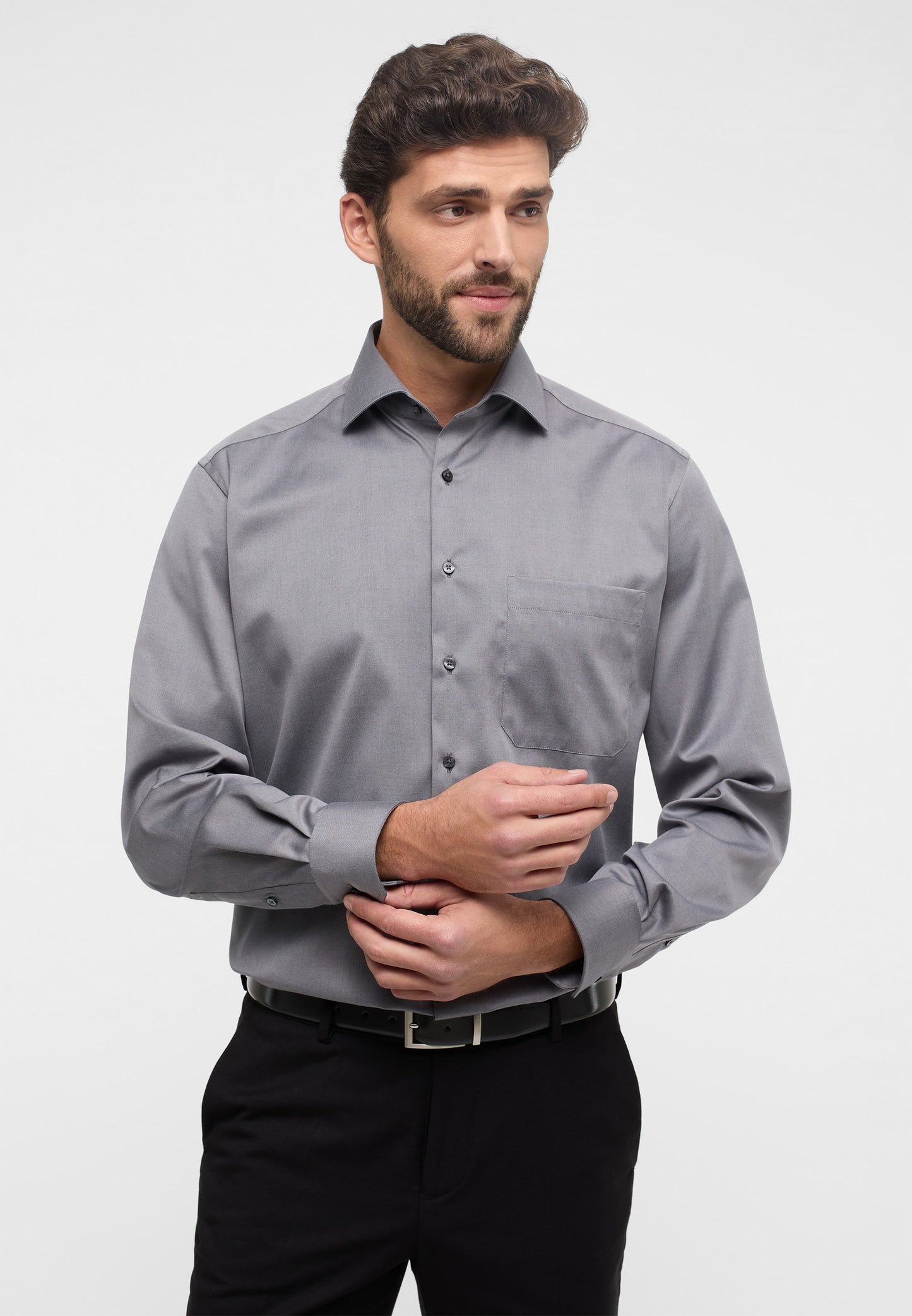 ETERNA LANGARM HEMD COMFORT FIT COVER SHIRT GRAU