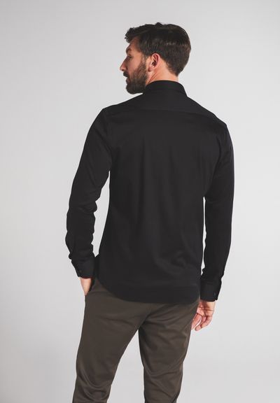 ETERNA LANGARM HEMD MODERN FIT JERSEY SHIRT SCHWARZ