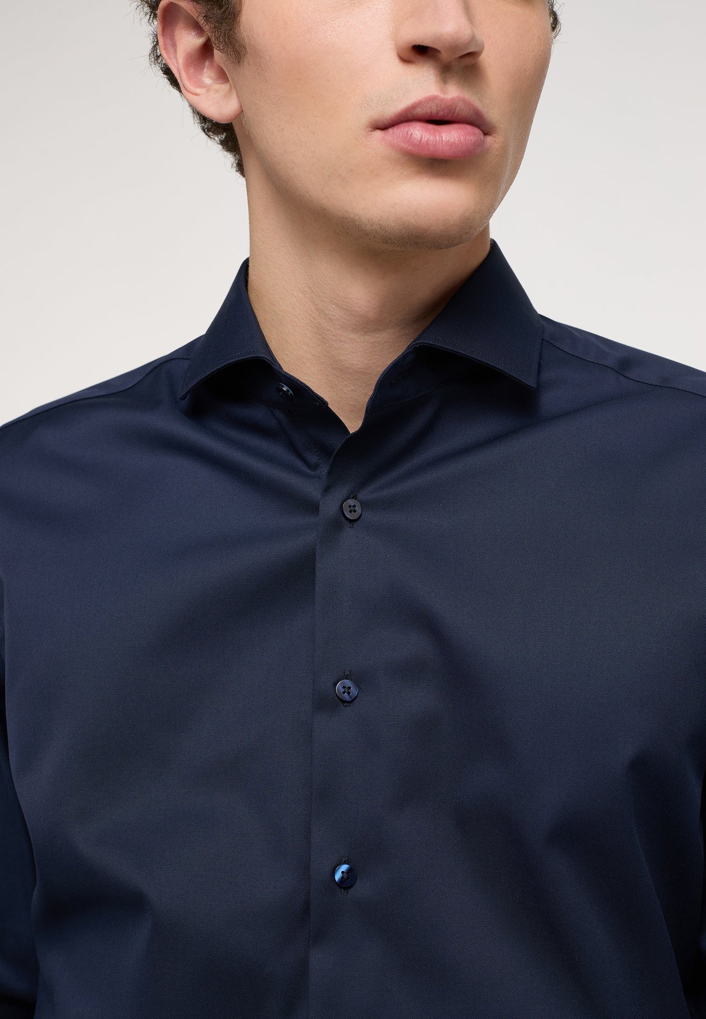 ETERNA LANGARM HEMD SLIM FIT COVER SHIRT TWILL NAVY