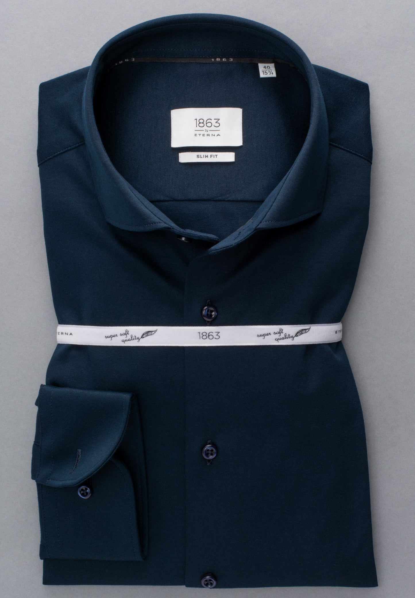 ETERNA LANGARM HEMD SLIM FIT JERSEY SHIRT MARINE