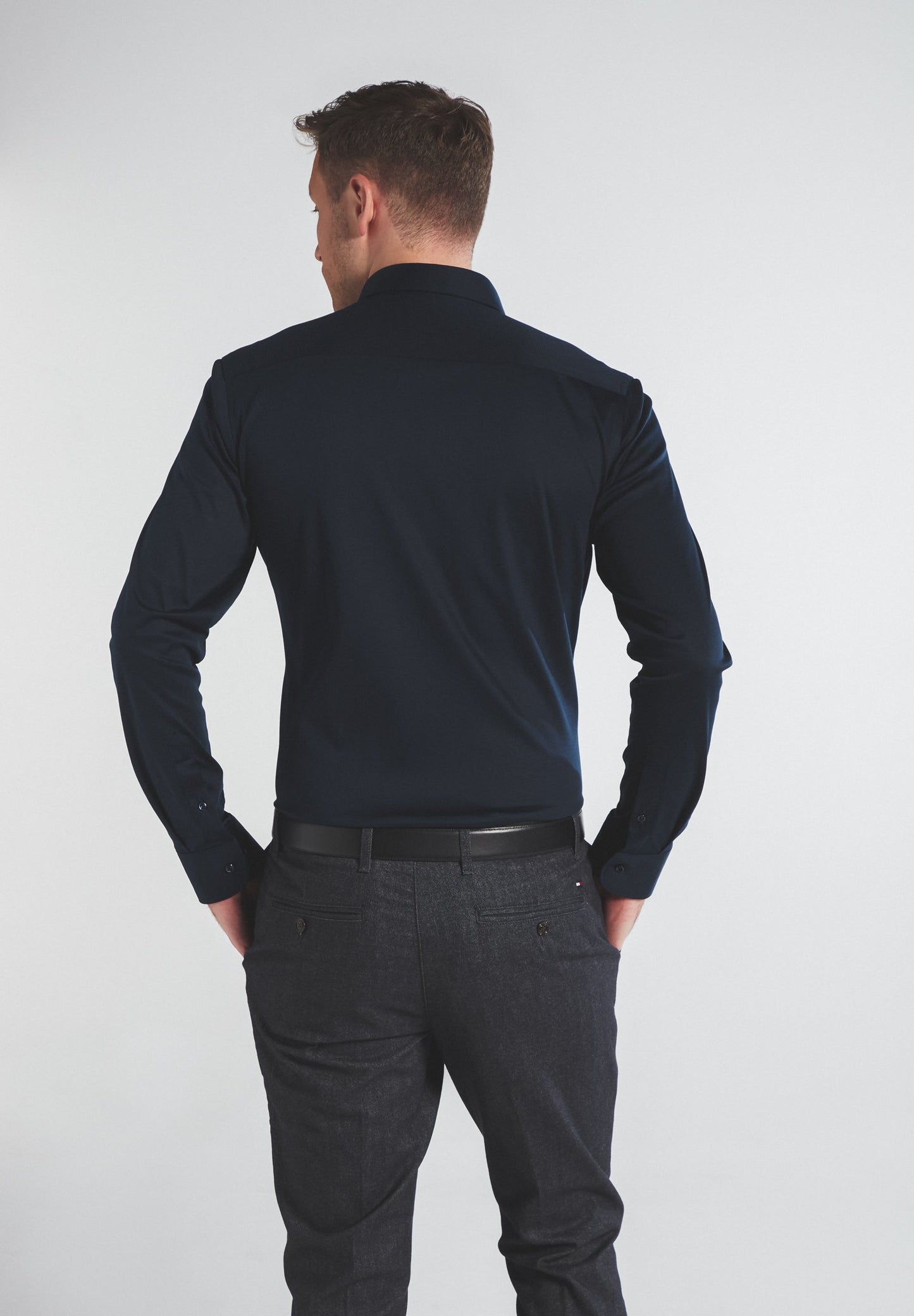 ETERNA LANGARM HEMD SLIM FIT JERSEY SHIRT MARINE