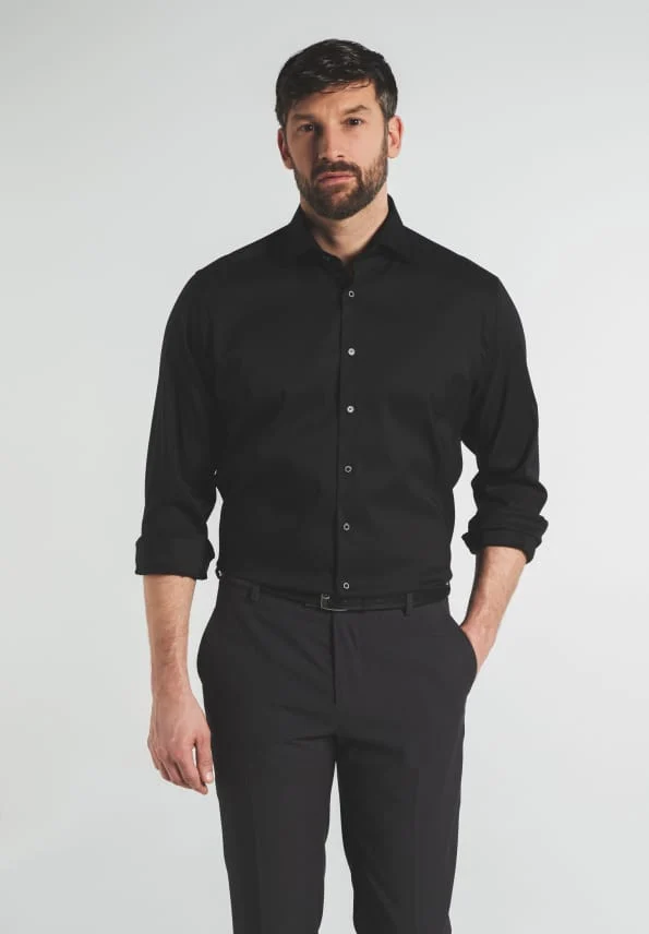 ETERNA LANGARM HEMD MODERN FIT PERFORMANCE SHIRT STRETCH SCHWARZ
