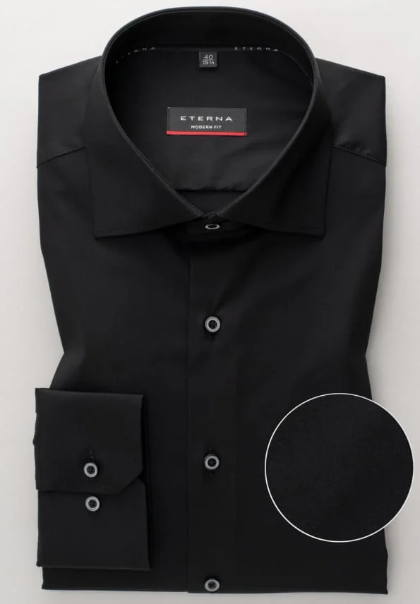 ETERNA LANGARM HEMD MODERN FIT PERFORMANCE SHIRT STRETCH SCHWARZ