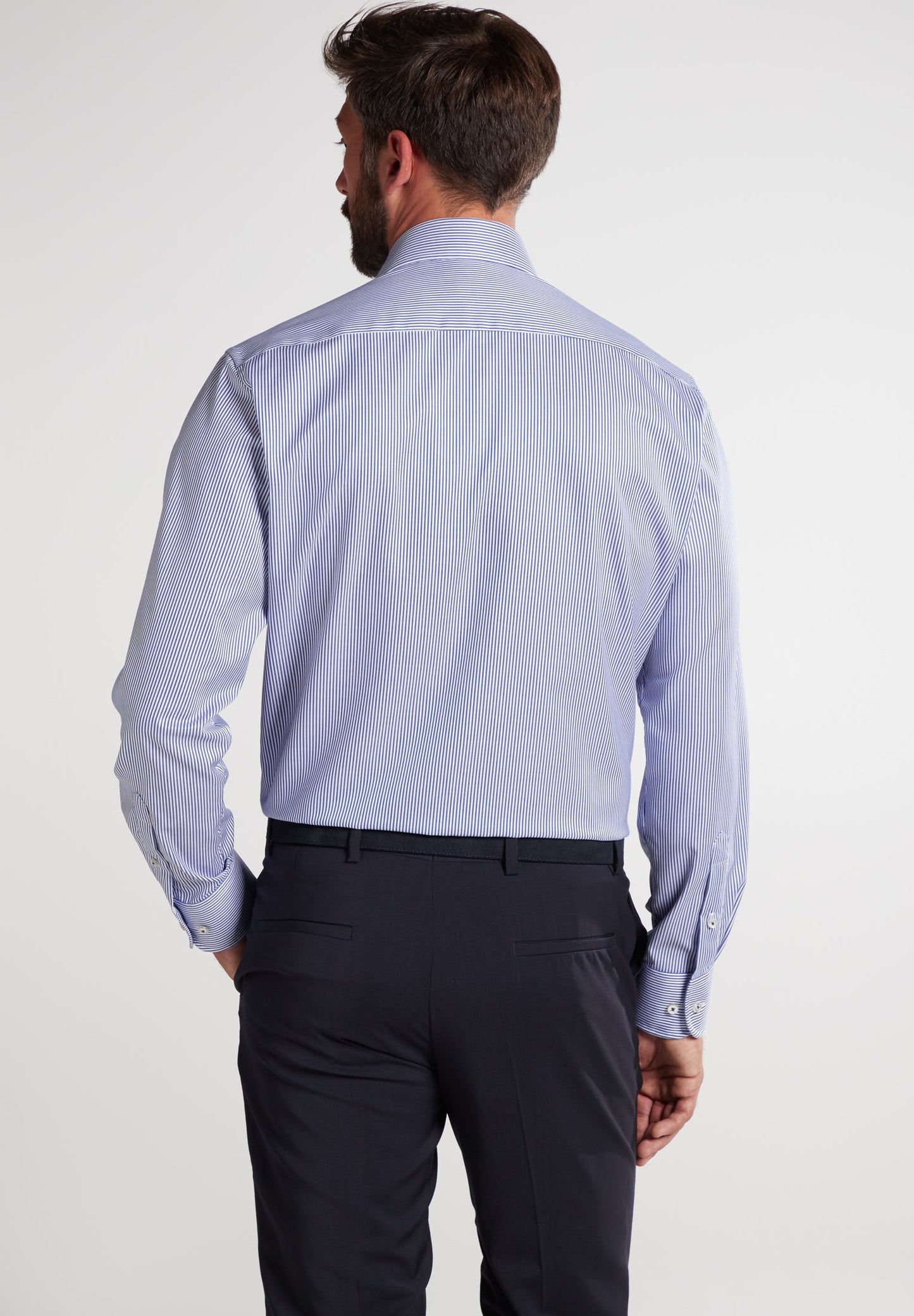 ETERNA LANGARM HEMD MODERN FIT STREIFEN TWILL BLAU/WEISS