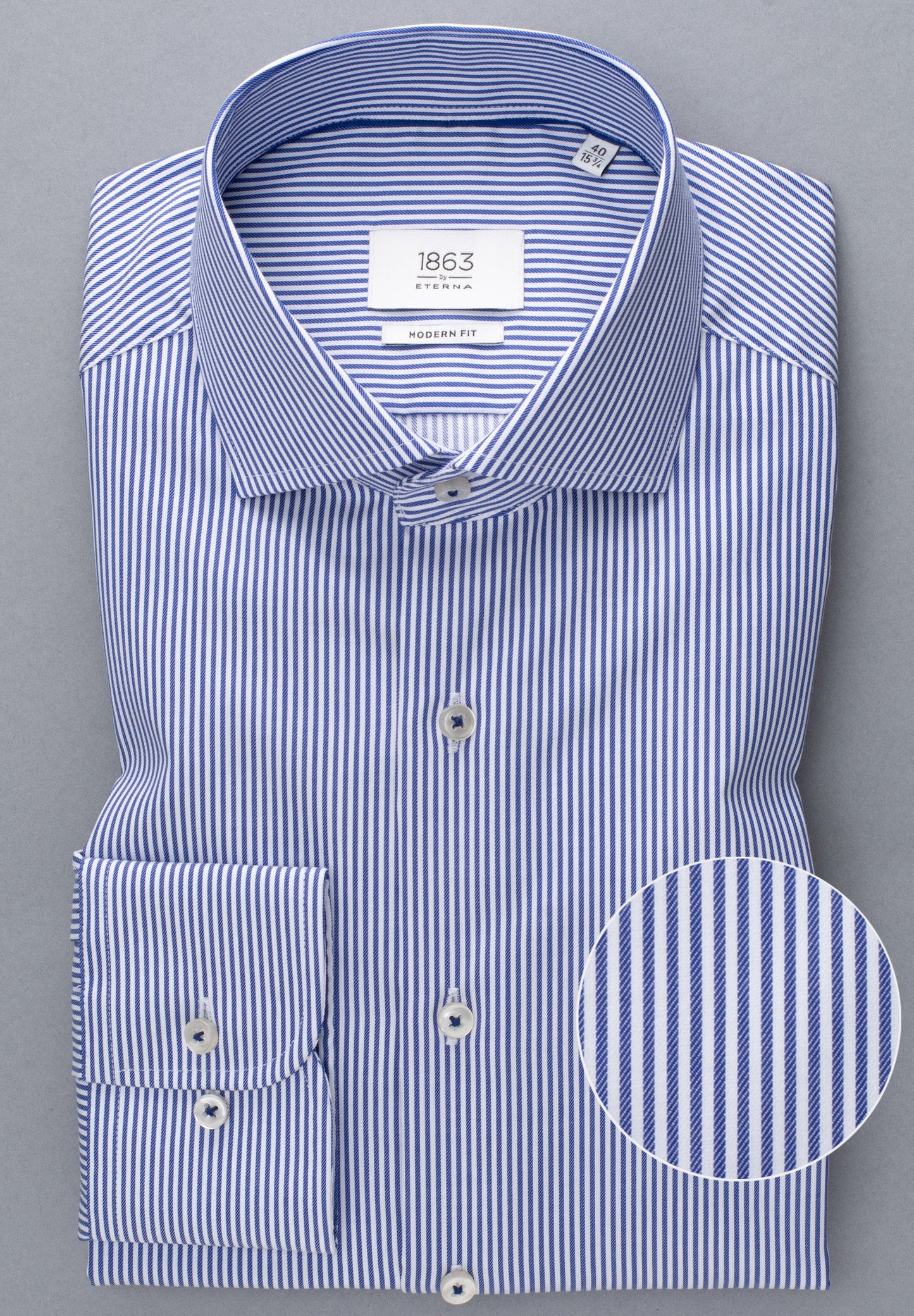 ETERNA LANGARM HEMD MODERN FIT STREIFEN TWILL BLAU/WEISS