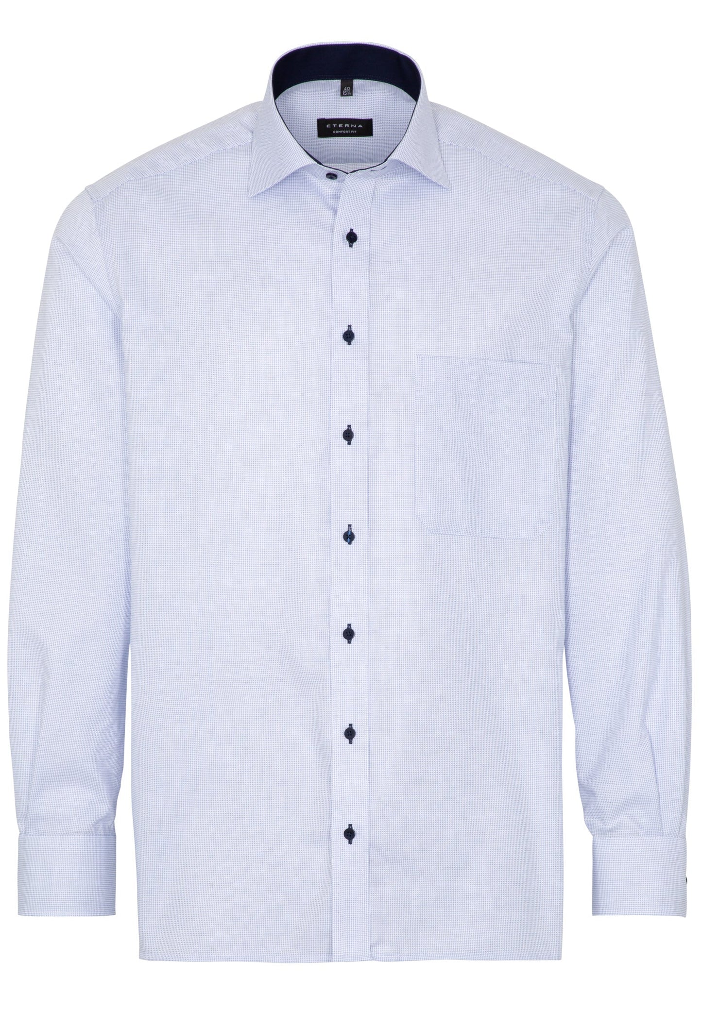 ETERNA LANGARM HEMD COMFORT FIT STRUKTUR HELLBLAU MIT PATCHUNG