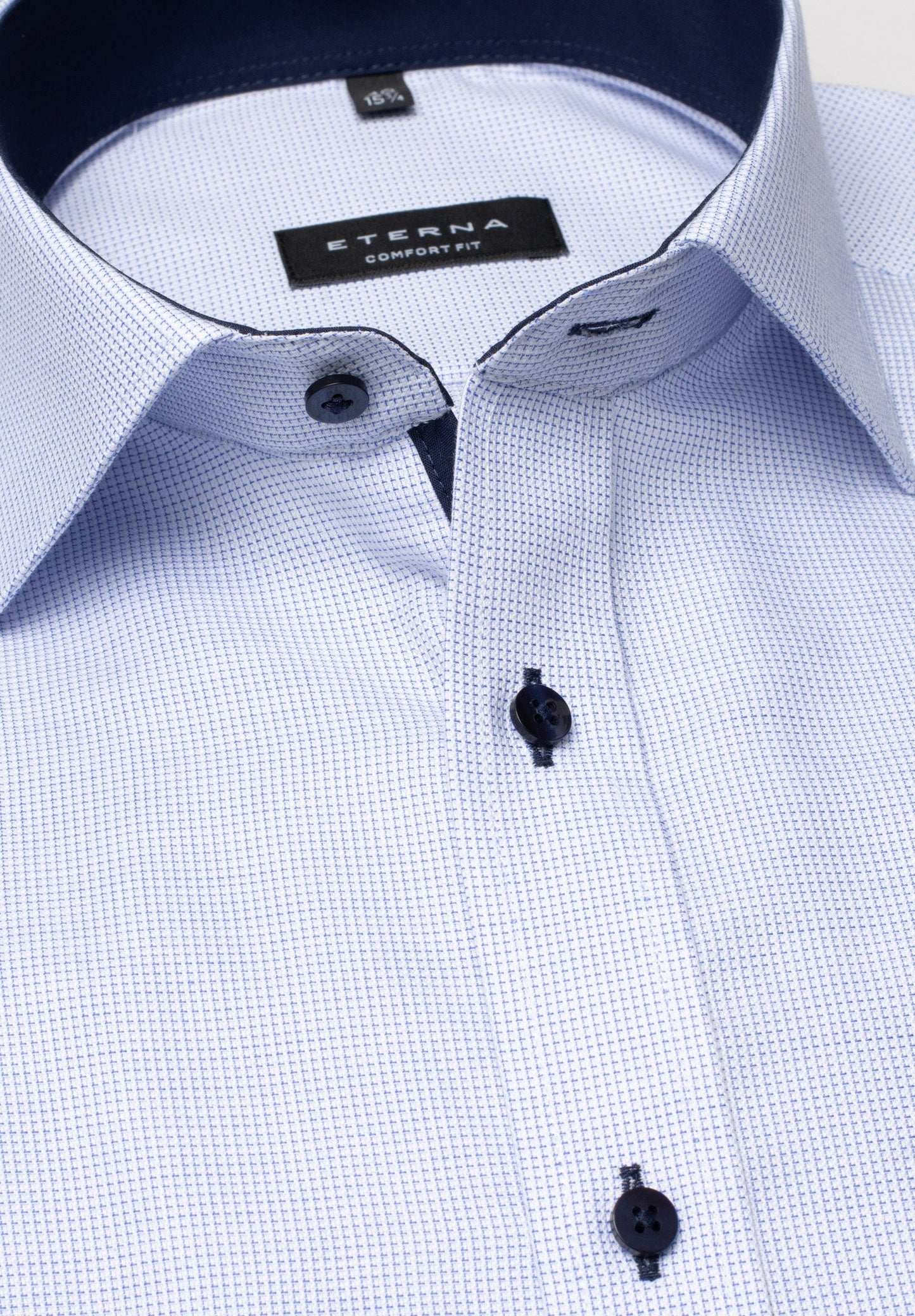 ETERNA LANGARM HEMD COMFORT FIT STRUKTUR HELLBLAU MIT PATCHUNG