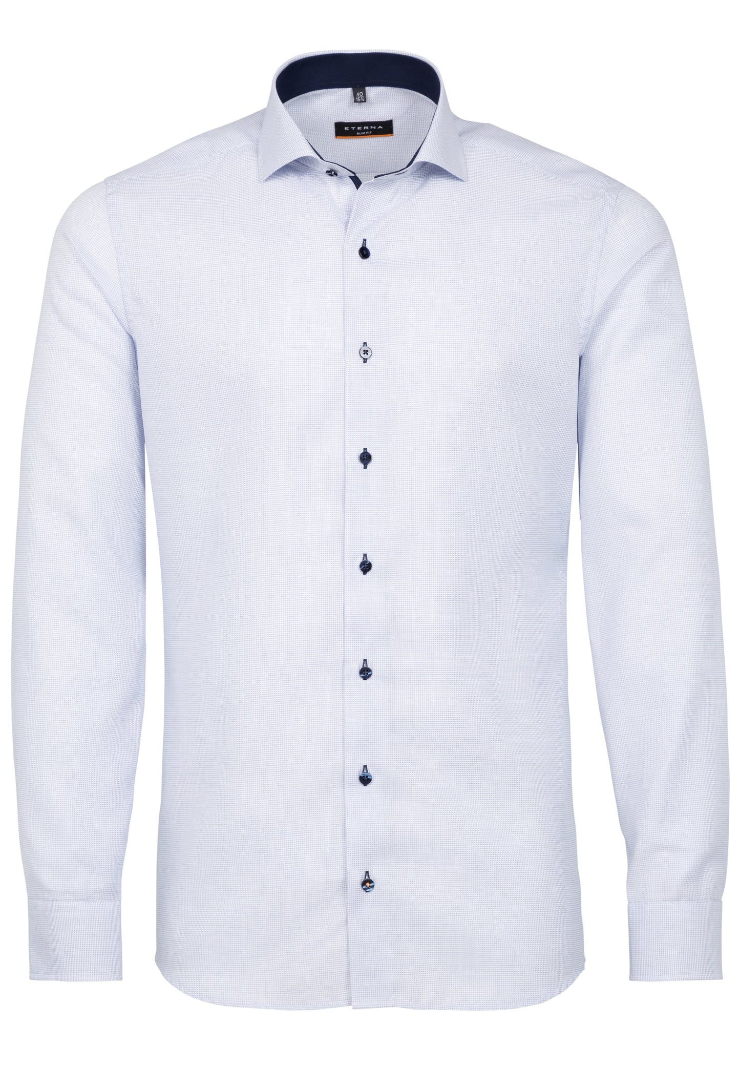 ETERNA LANGARM HEMD SLIM FIT STRUKTUR HELLBLAU MIT PATCHUNG