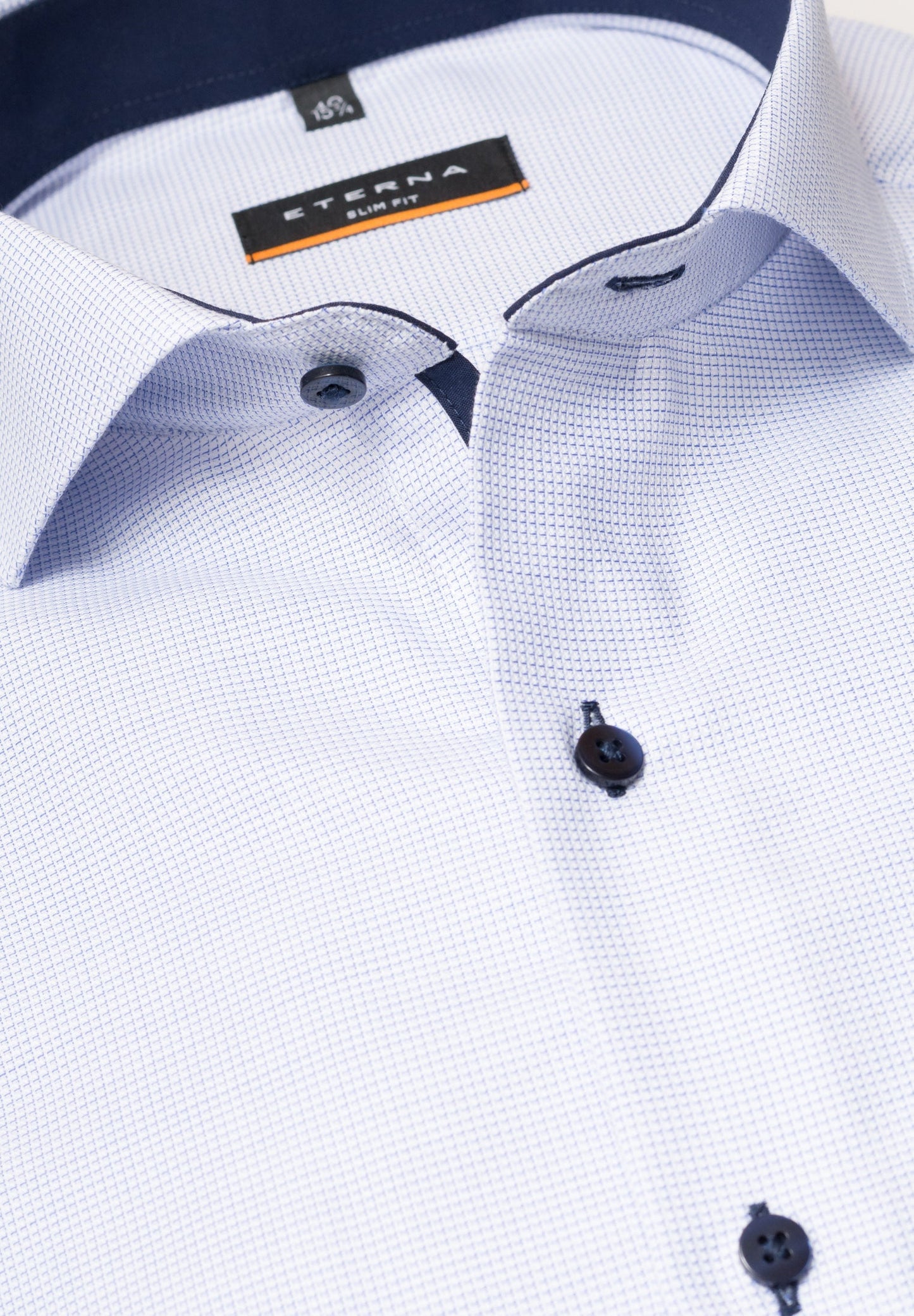 ETERNA LANGARM HEMD SLIM FIT STRUKTUR HELLBLAU MIT PATCHUNG