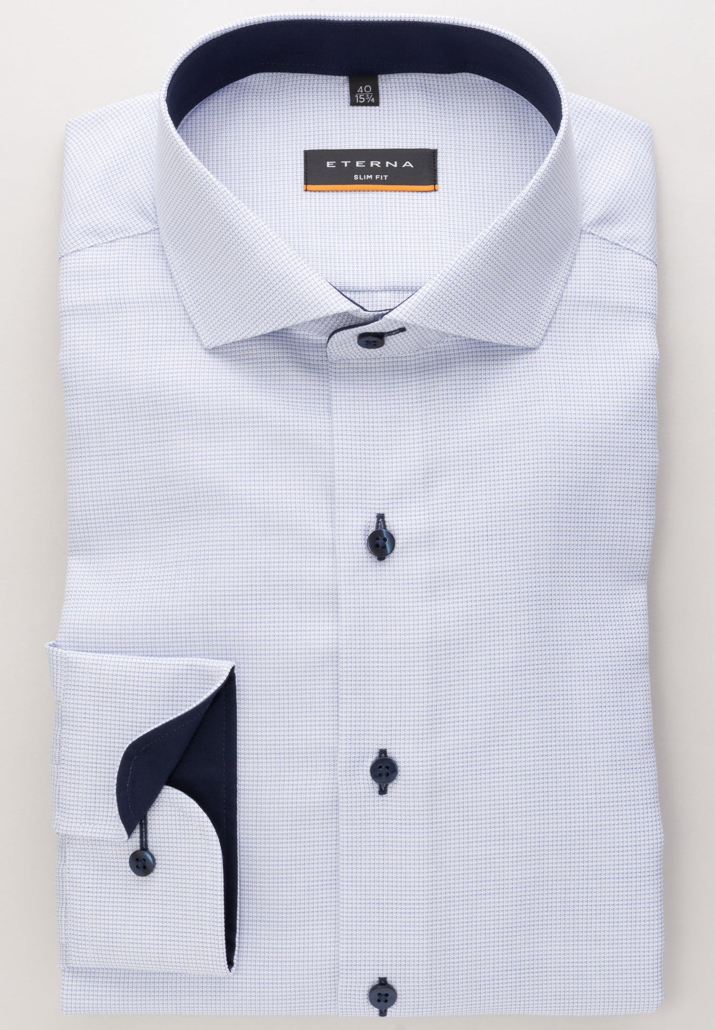 ETERNA LANGARM HEMD SLIM FIT STRUKTUR HELLBLAU MIT PATCHUNG