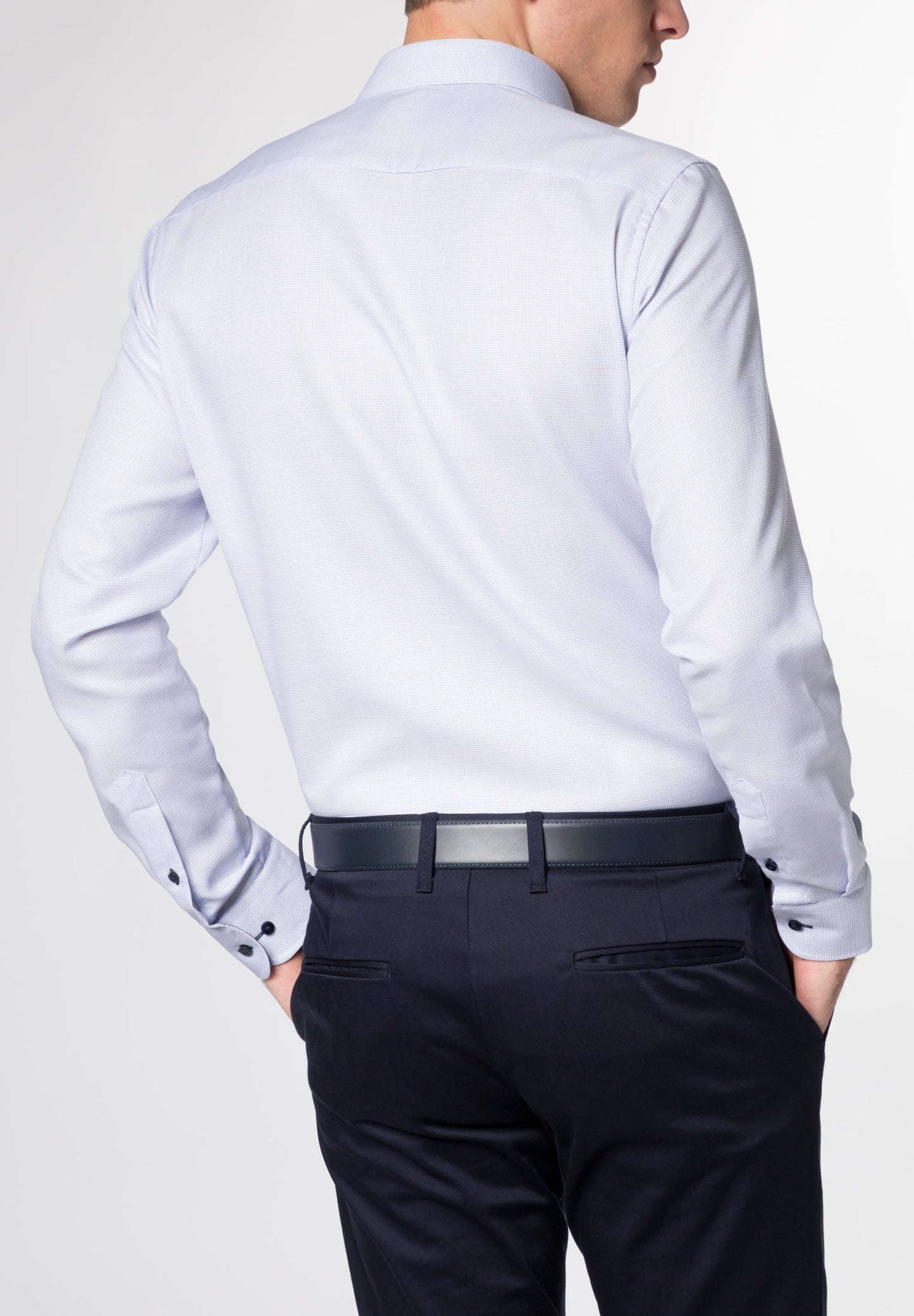 ETERNA LANGARM HEMD SLIM FIT STRUKTUR HELLBLAU MIT PATCHUNG