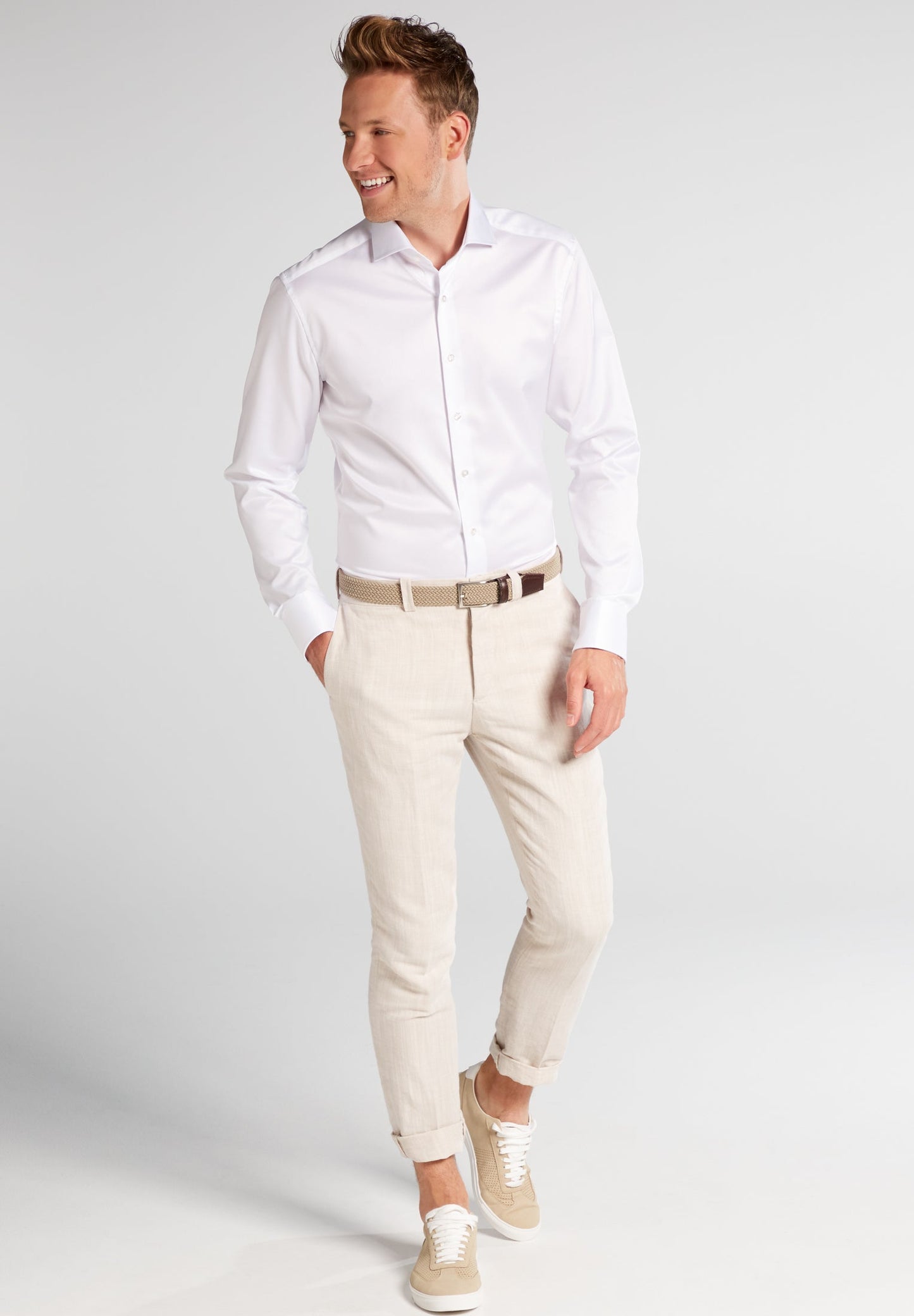 ETERNA LANGARM HEMD LUXURY SHIRT SLIM FIT UNI TWILL WEISS
