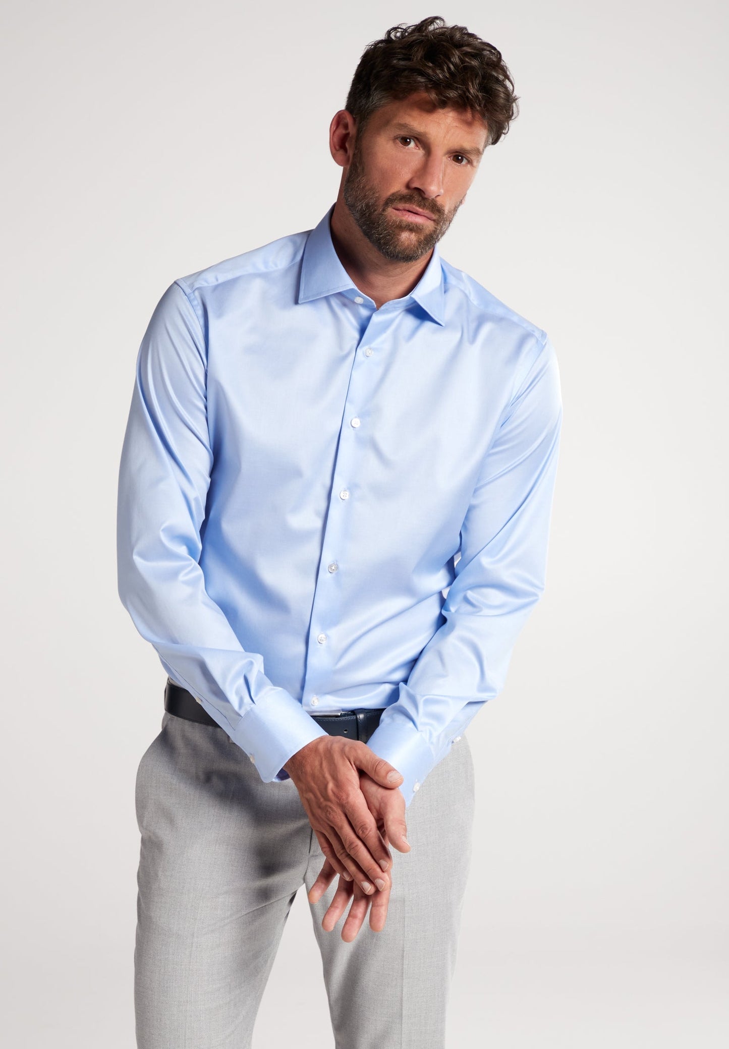 ETERNA LANGARM HEMD LUXURY SHIRT MODERN FIT HELLBLAU
