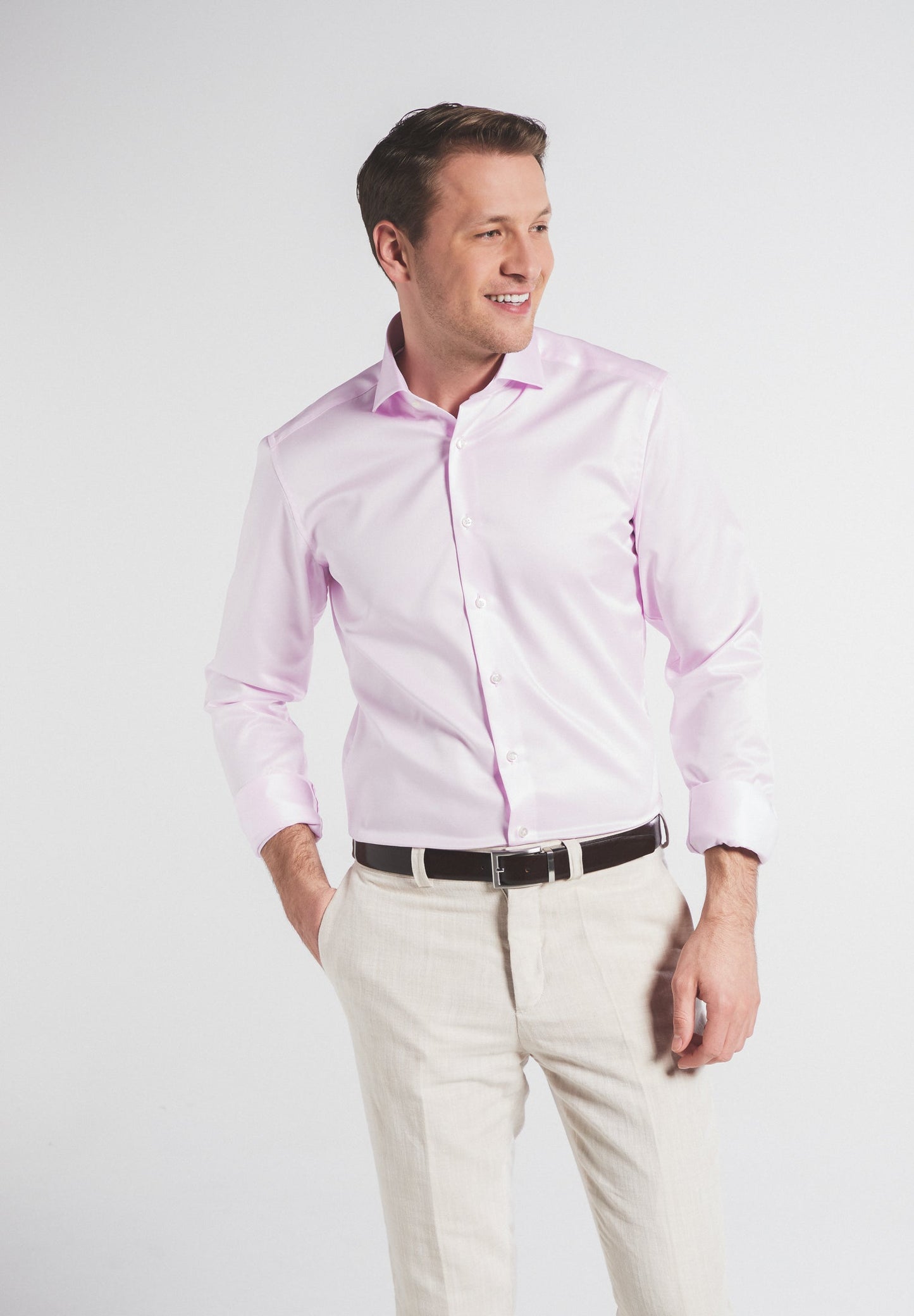 ETERNA LANGARM HEMD LUXURY SHIRT SLIM FIT UNI TWILL ROSA