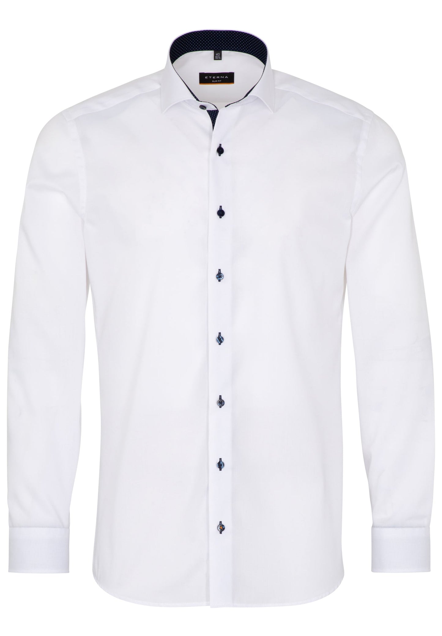 ETERNA LANGARM HEMD SLIM FIT FEIN OXFORD WEISS MIT PATCHUNG