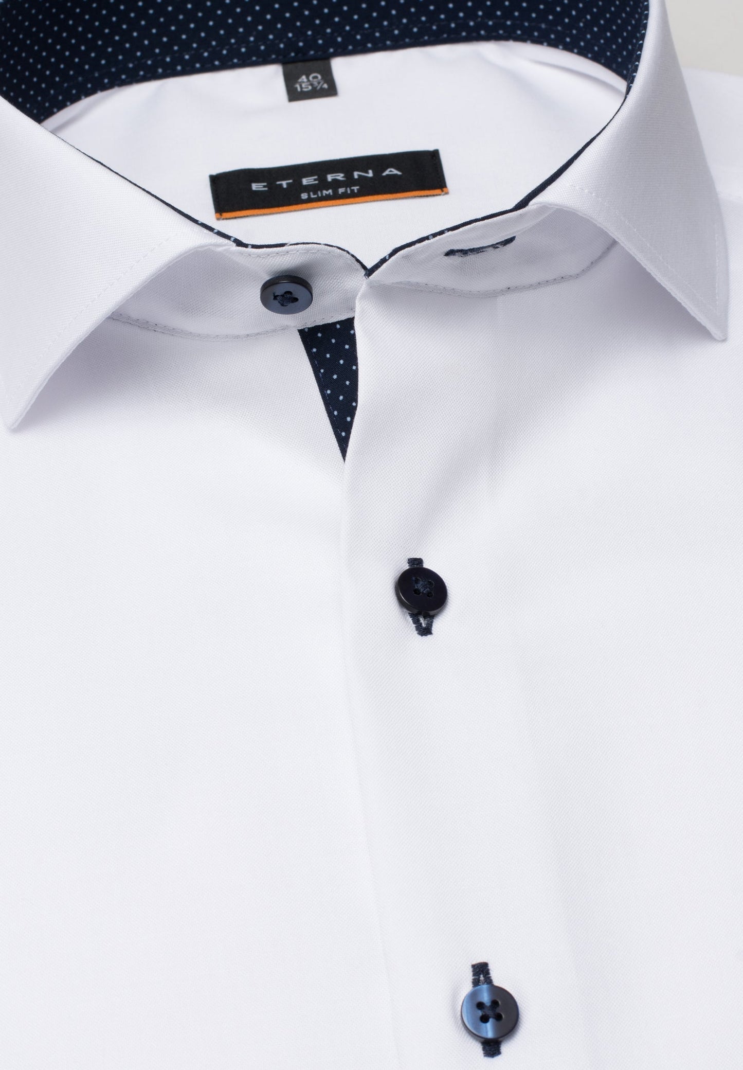 ETERNA LANGARM HEMD SLIM FIT FEIN OXFORD WEISS MIT PATCHUNG