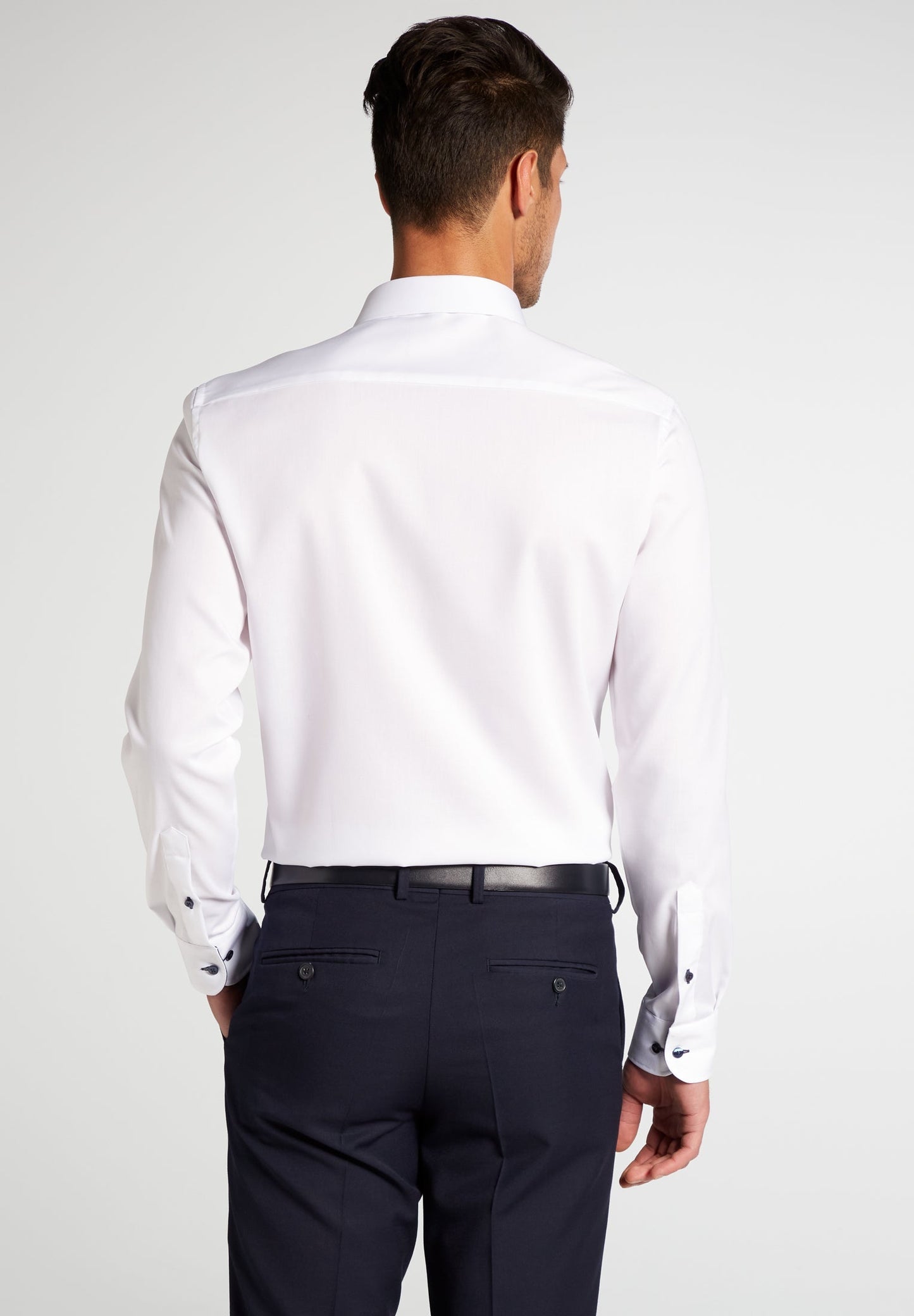 ETERNA LANGARM HEMD SLIM FIT FEIN OXFORD WEISS MIT PATCHUNG