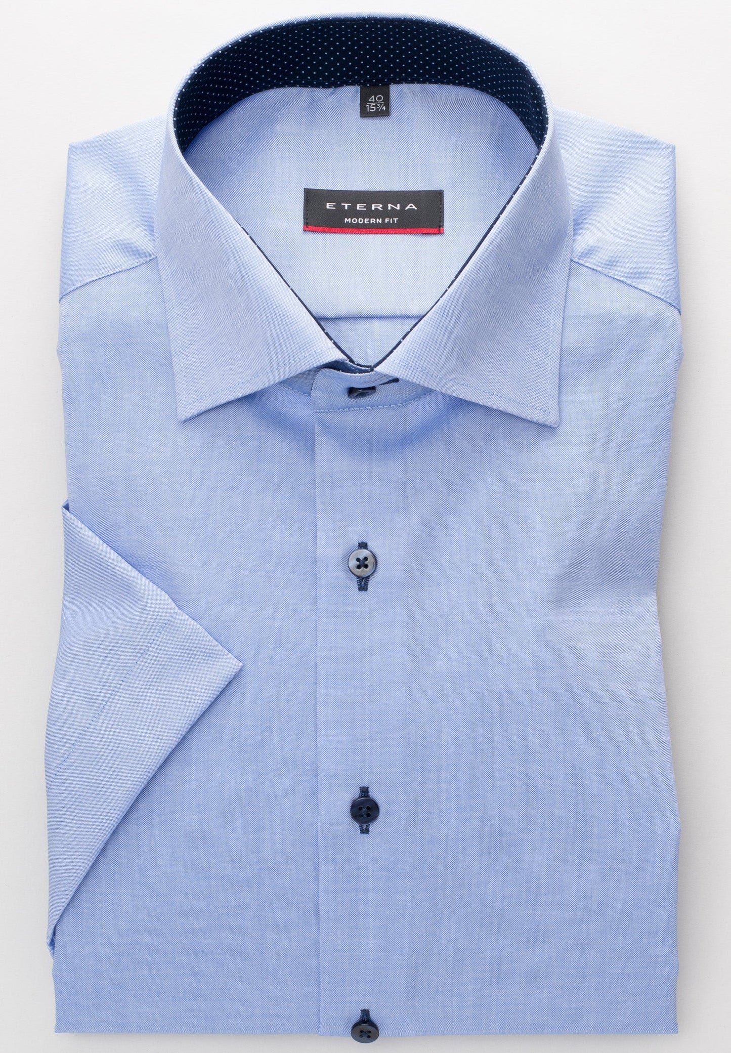ETERNA KURZARM HEMD MODERN FIT FEIN OXFORD MITTELBLAU