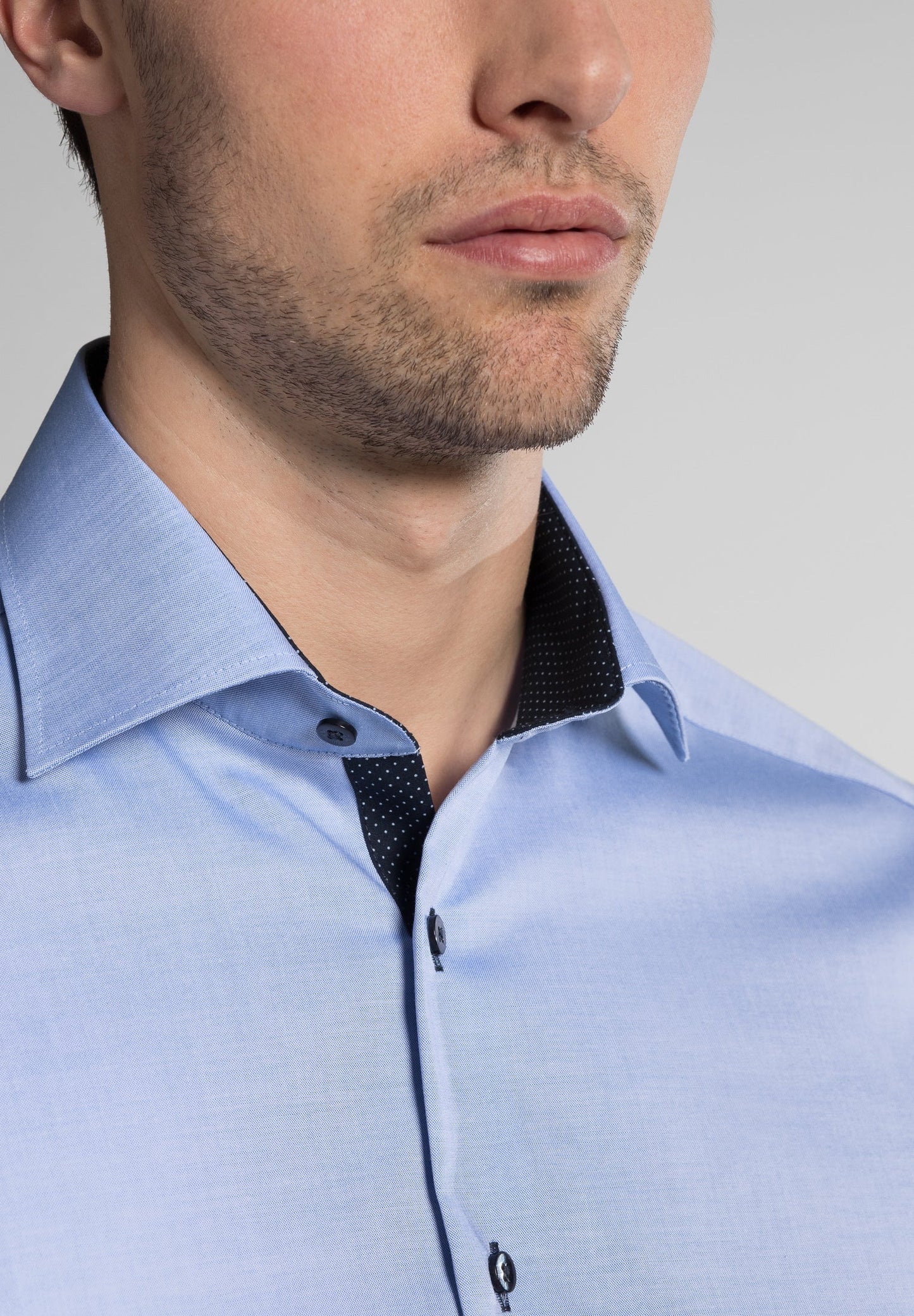 ETERNA KURZARM HEMD MODERN FIT FEIN OXFORD MITTELBLAU