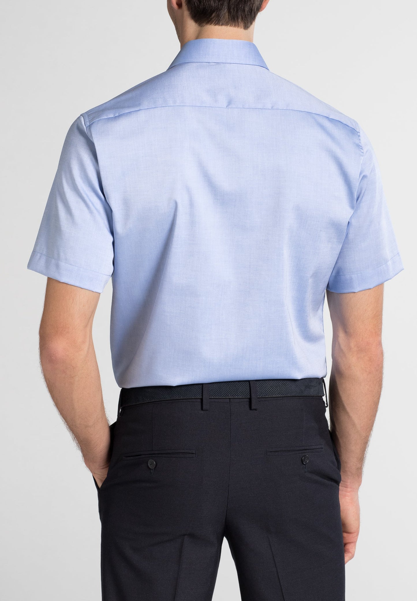 ETERNA KURZARM HEMD MODERN FIT FEIN OXFORD MITTELBLAU