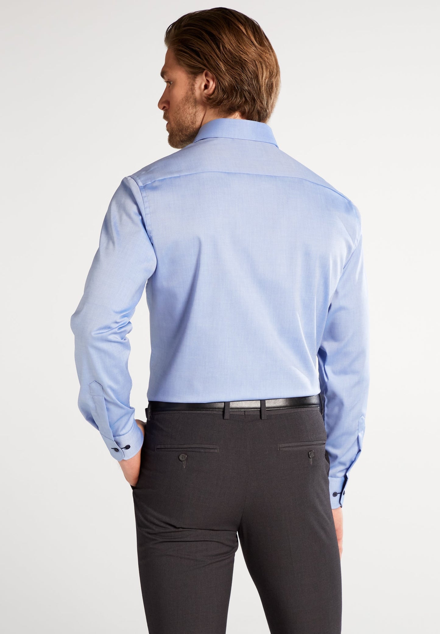 ETERNA LANGARM HEMD MODERN FIT FEIN OXFORD HELLBLAU MIT PATCHUNG