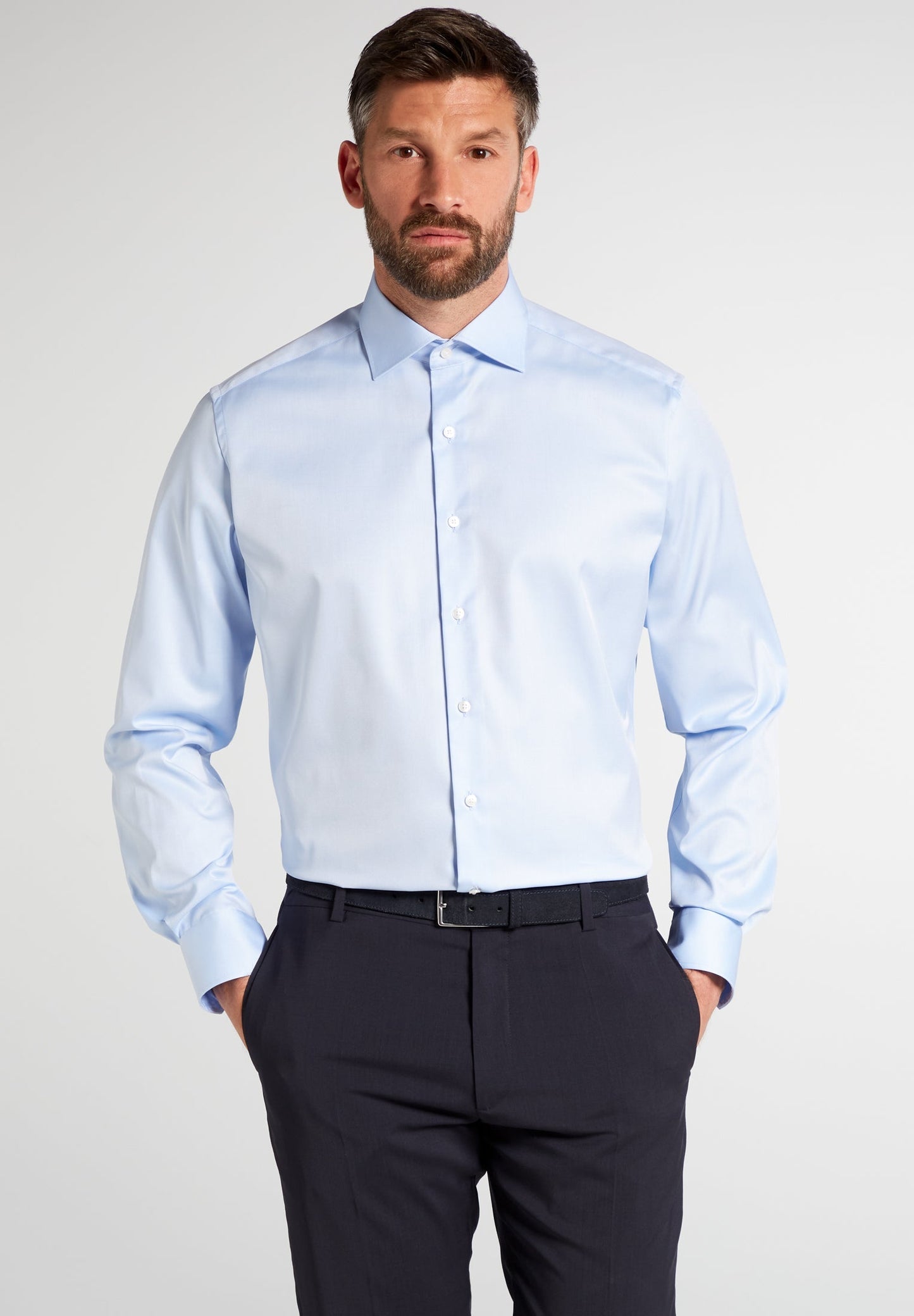 ETERNA LANGARM HEMD MODERN FIT COVER SHIRT HELLBLAU