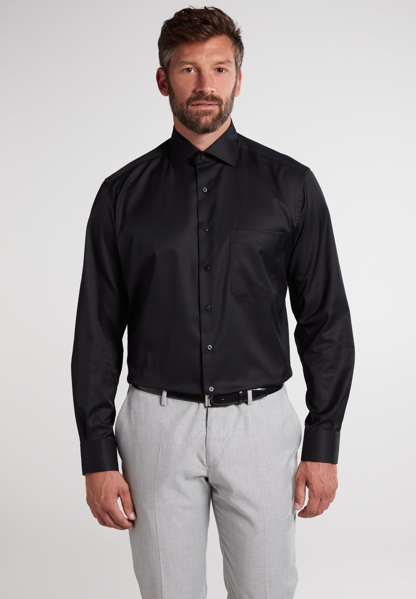 ETERNA LANGARM HEMD COMFORT FIT COVER SHIRT TWILL SCHWARZ