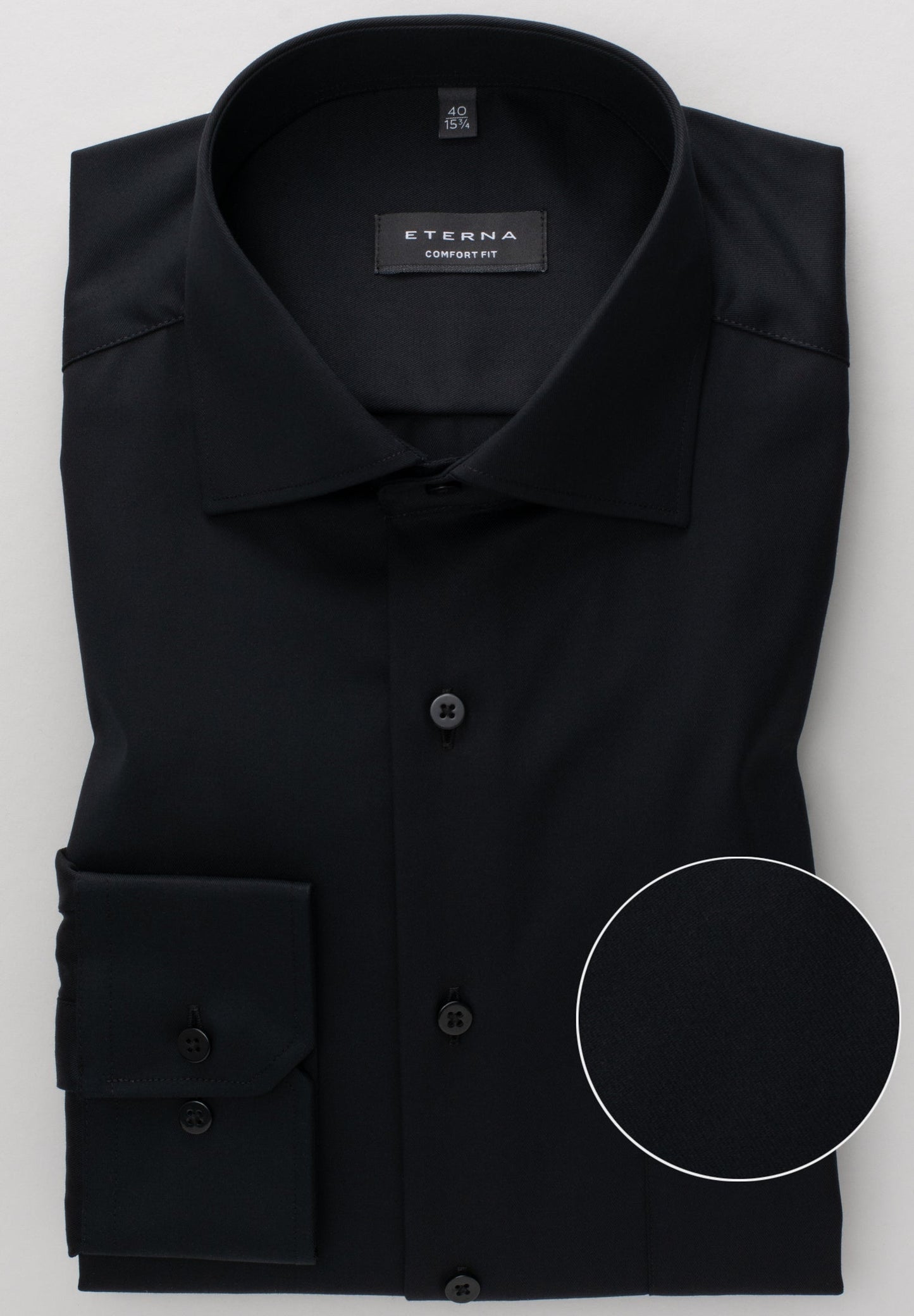 ETERNA LANGARM HEMD COMFORT FIT COVER SHIRT TWILL SCHWARZ