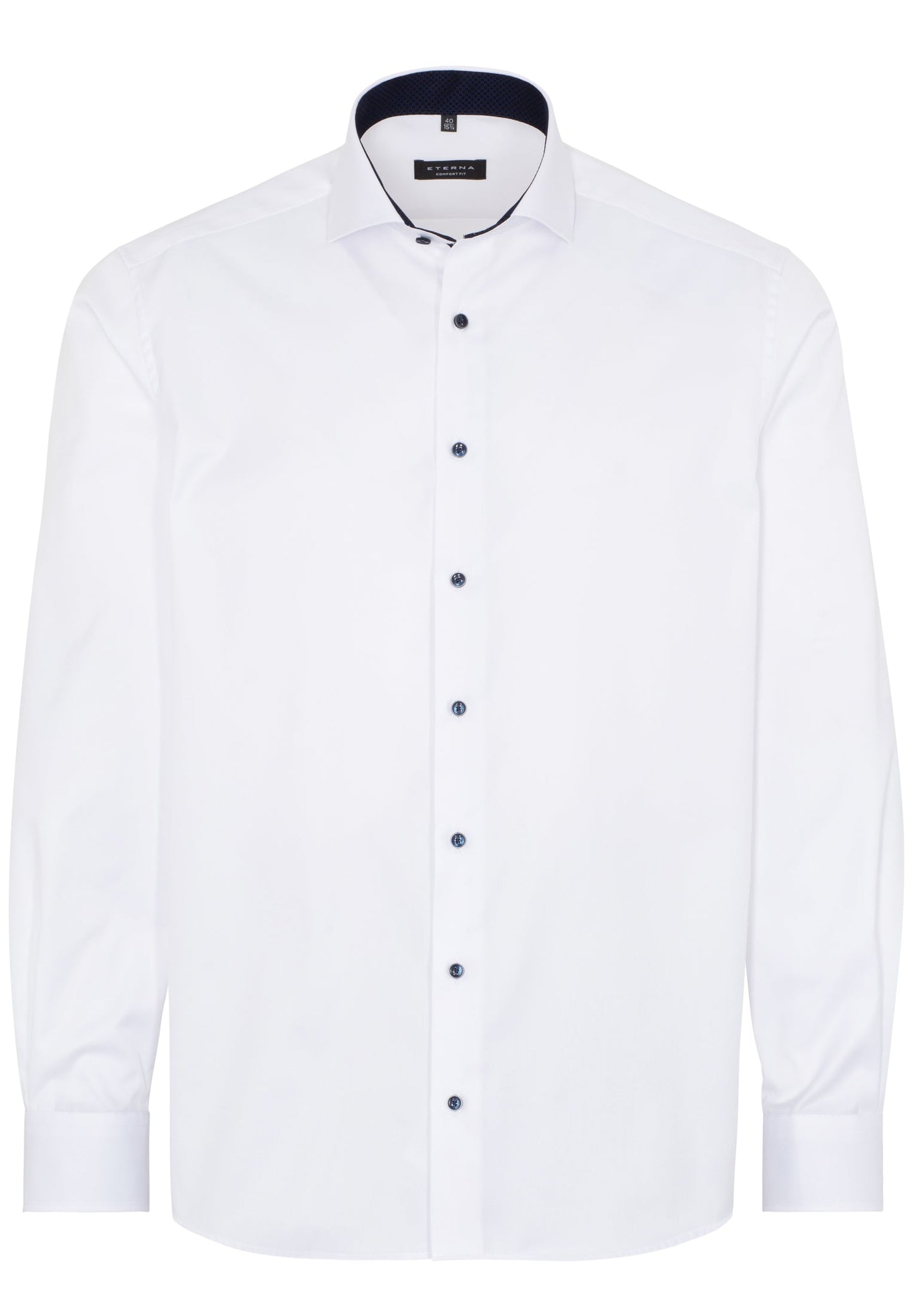 ETERNA LANGARM HEMD COMFORT FIT COVER SHIRT TWILL WEISS MIT PATCHUNG