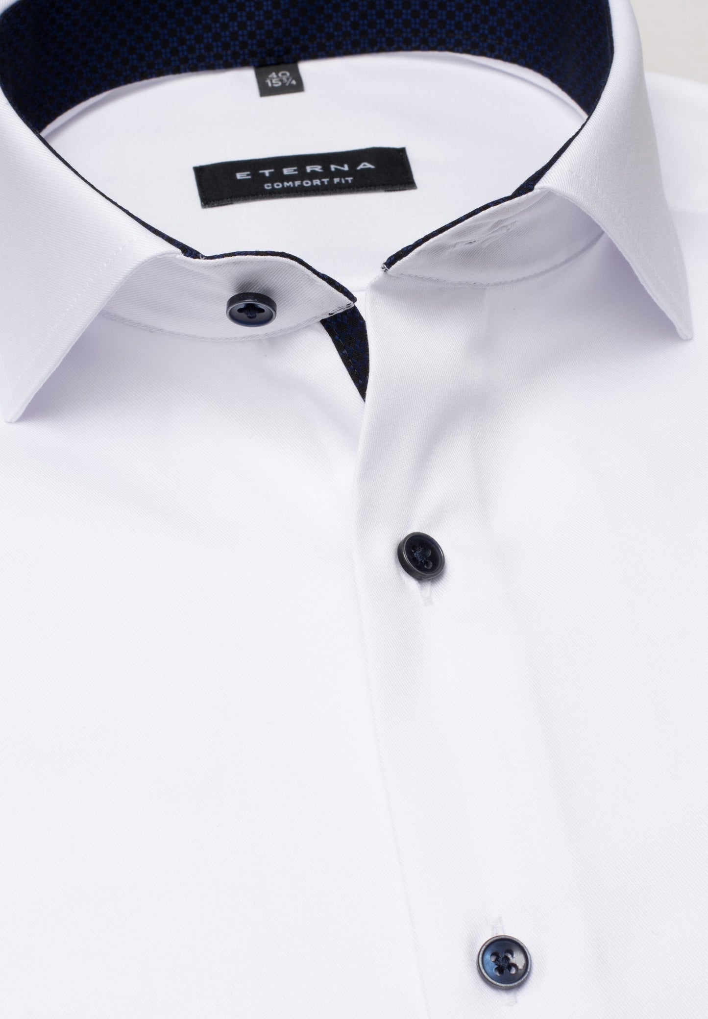 ETERNA LANGARM HEMD COMFORT FIT COVER SHIRT TWILL WEISS MIT PATCHUNG