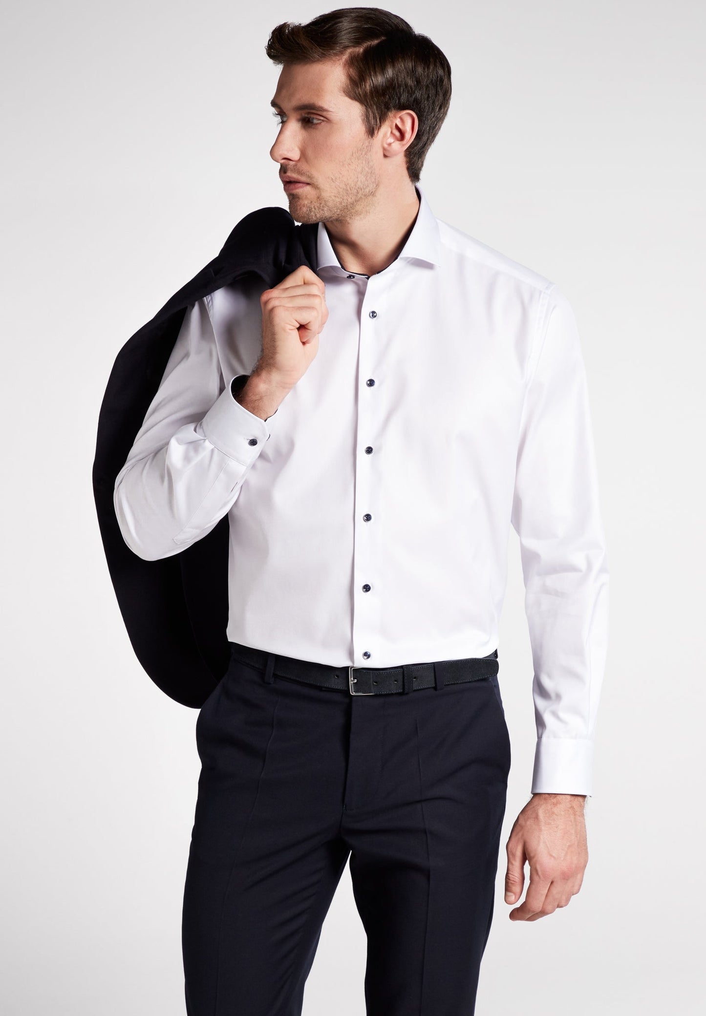 ETERNA LANGARM HEMD COMFORT FIT COVER SHIRT TWILL WEISS MIT PATCHUNG