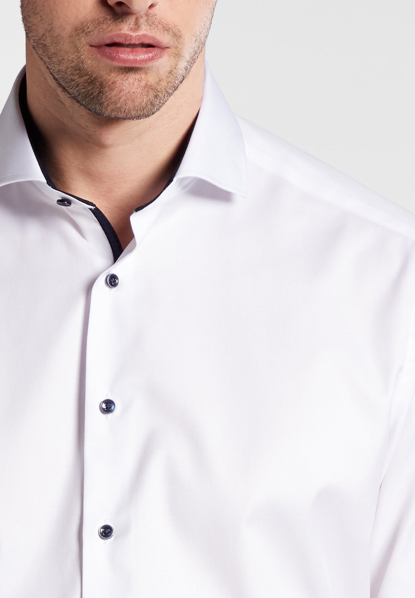 ETERNA LANGARM HEMD COMFORT FIT COVER SHIRT TWILL WEISS MIT PATCHUNG