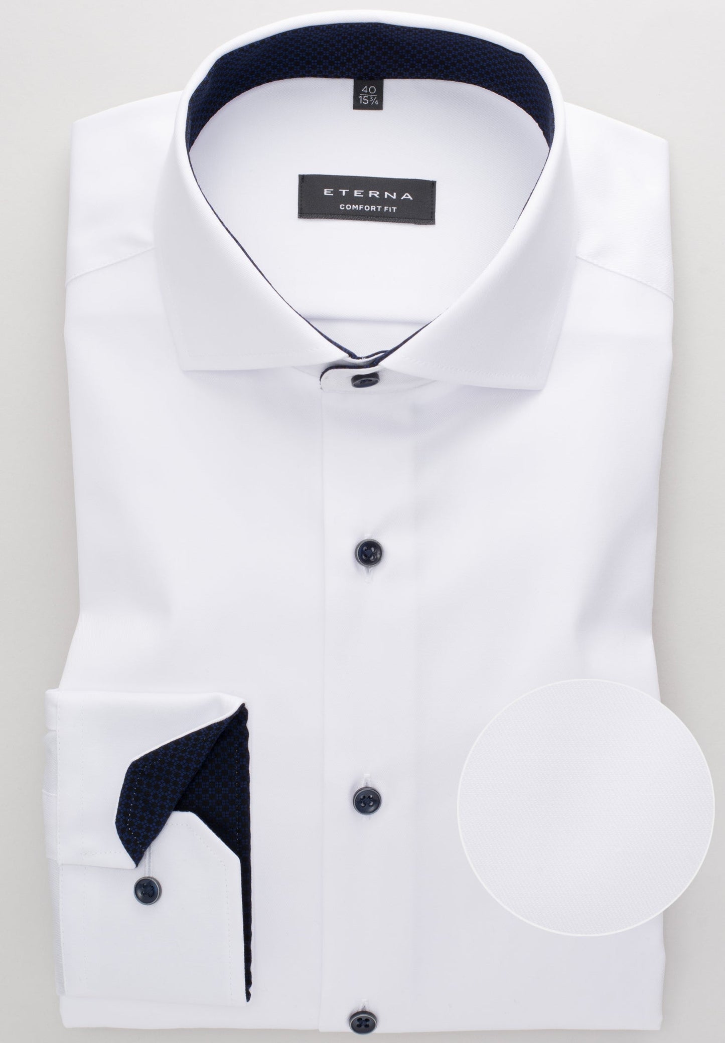 ETERNA LANGARM HEMD COMFORT FIT COVER SHIRT TWILL WEISS MIT PATCHUNG
