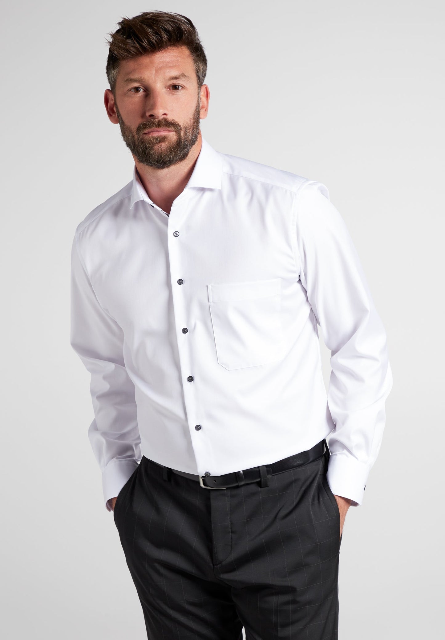 ETERNA LANGARM HEMD COMFORT FIT COVER SHIRT TWILL WEISS