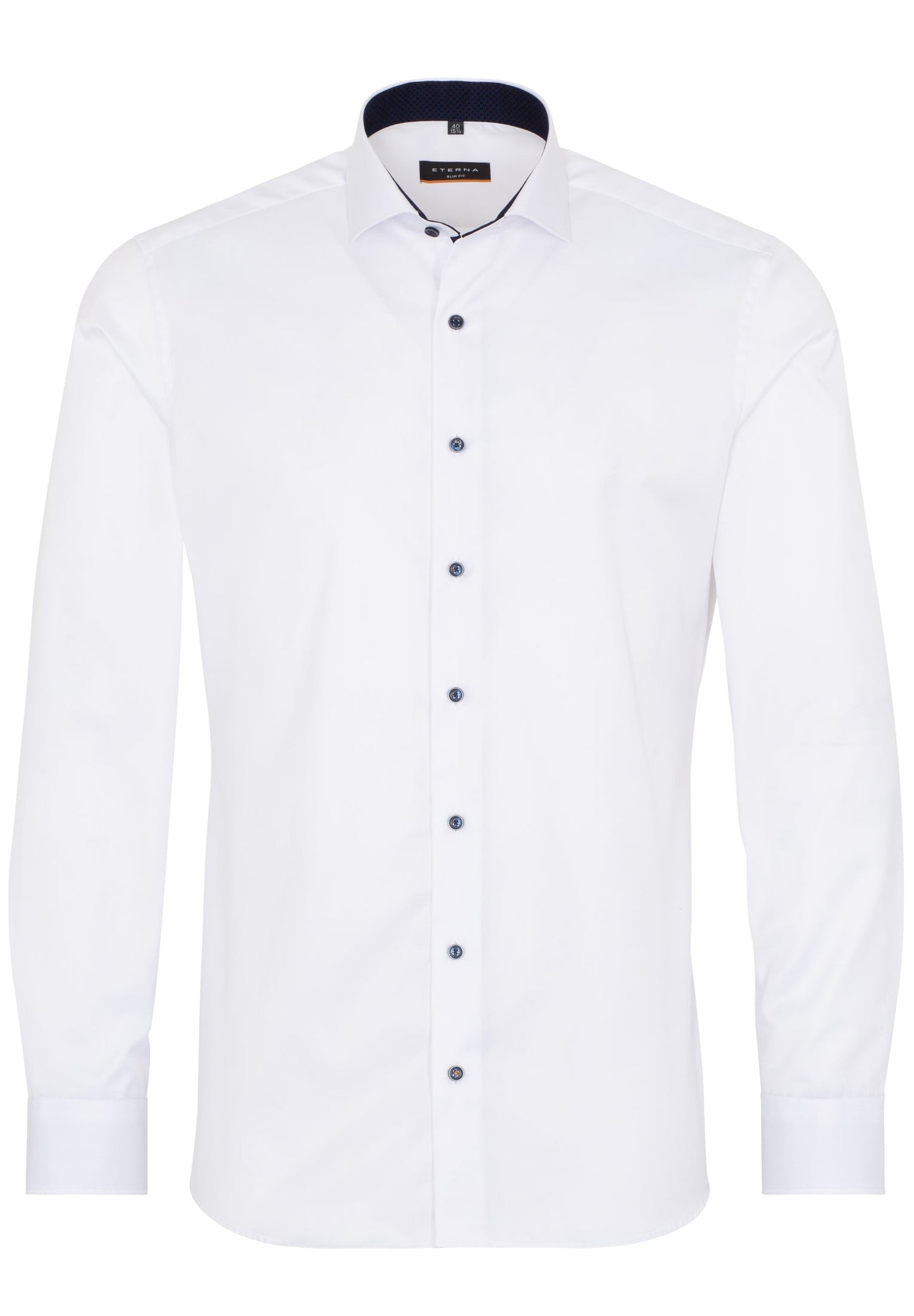 ETERNA LANGARM HEMD SLIM FIT COVER SHIRT TWILL WEISS MIT PATCHUNG