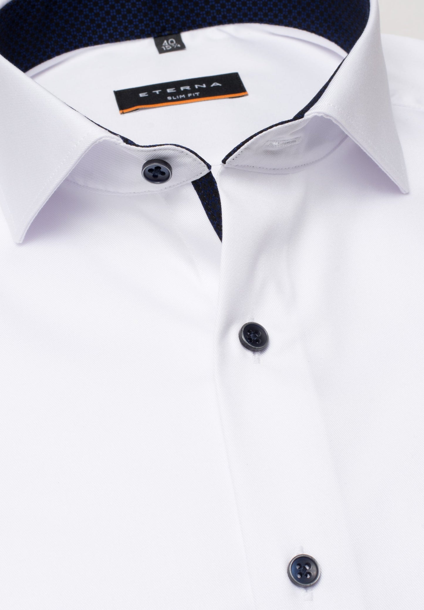 ETERNA LANGARM HEMD SLIM FIT COVER SHIRT TWILL WEISS MIT PATCHUNG