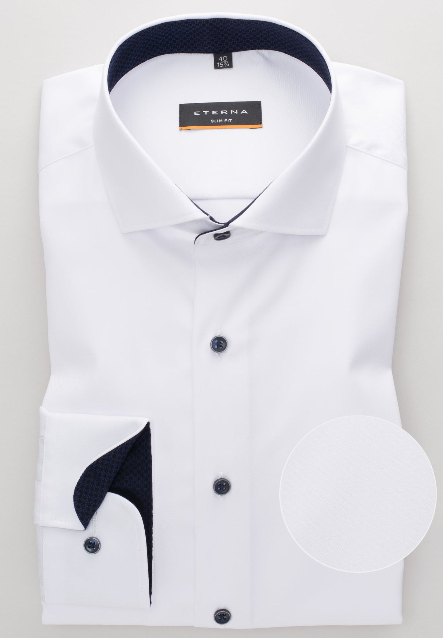 ETERNA LANGARM HEMD SLIM FIT COVER SHIRT TWILL WEISS MIT PATCHUNG